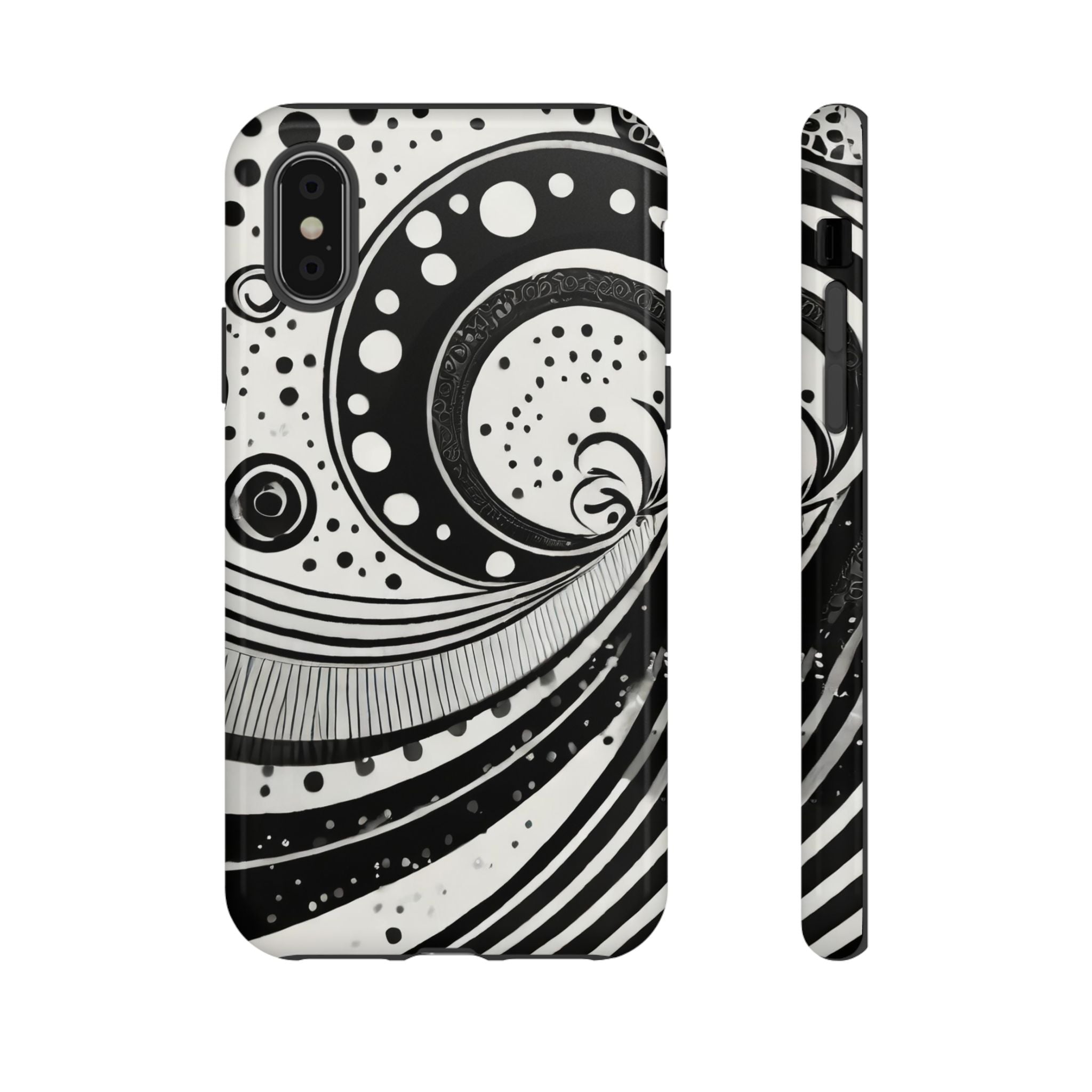 Artistic Black & White Swirl Tough Phone Case