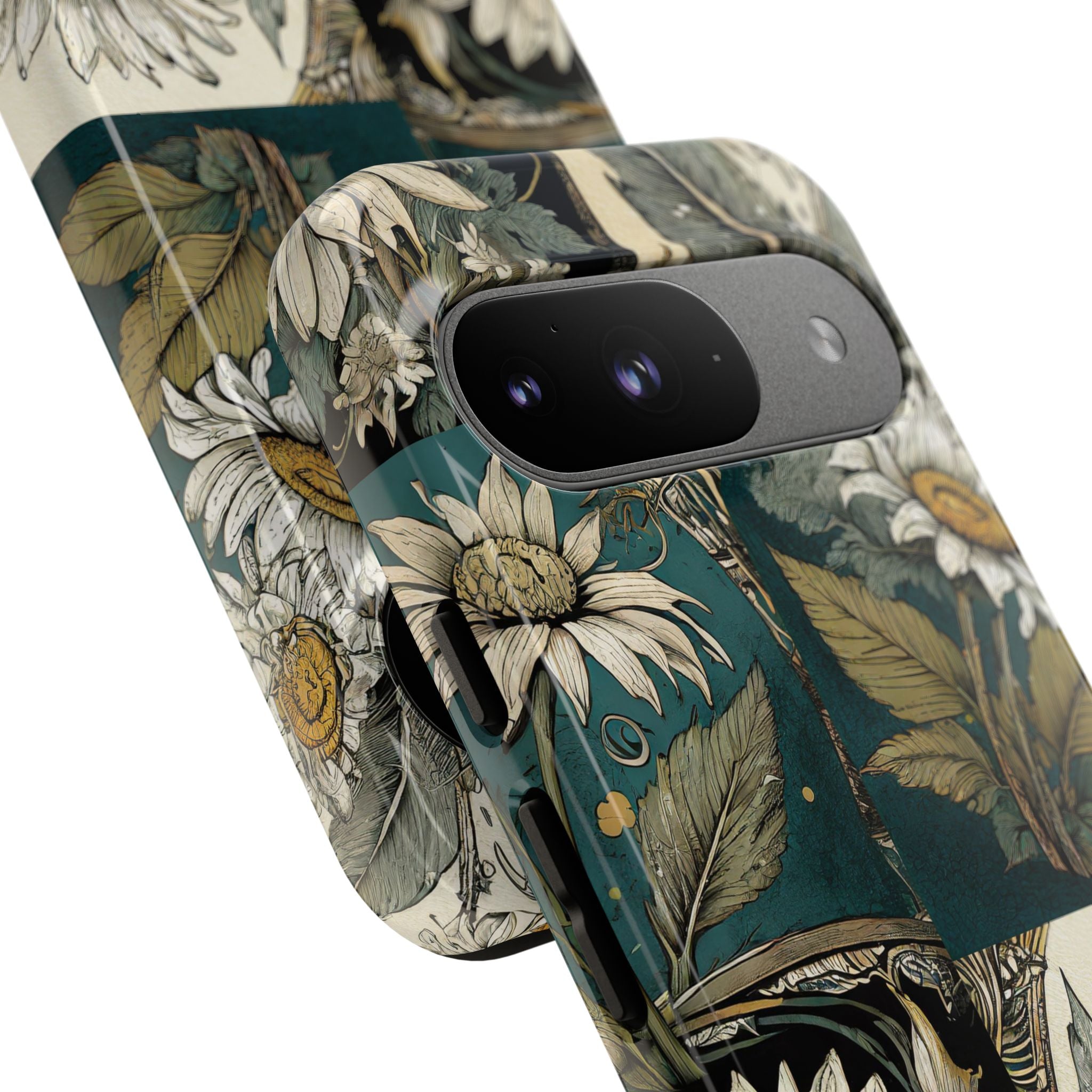 Abstract Teal Daisy Tough Phone Case