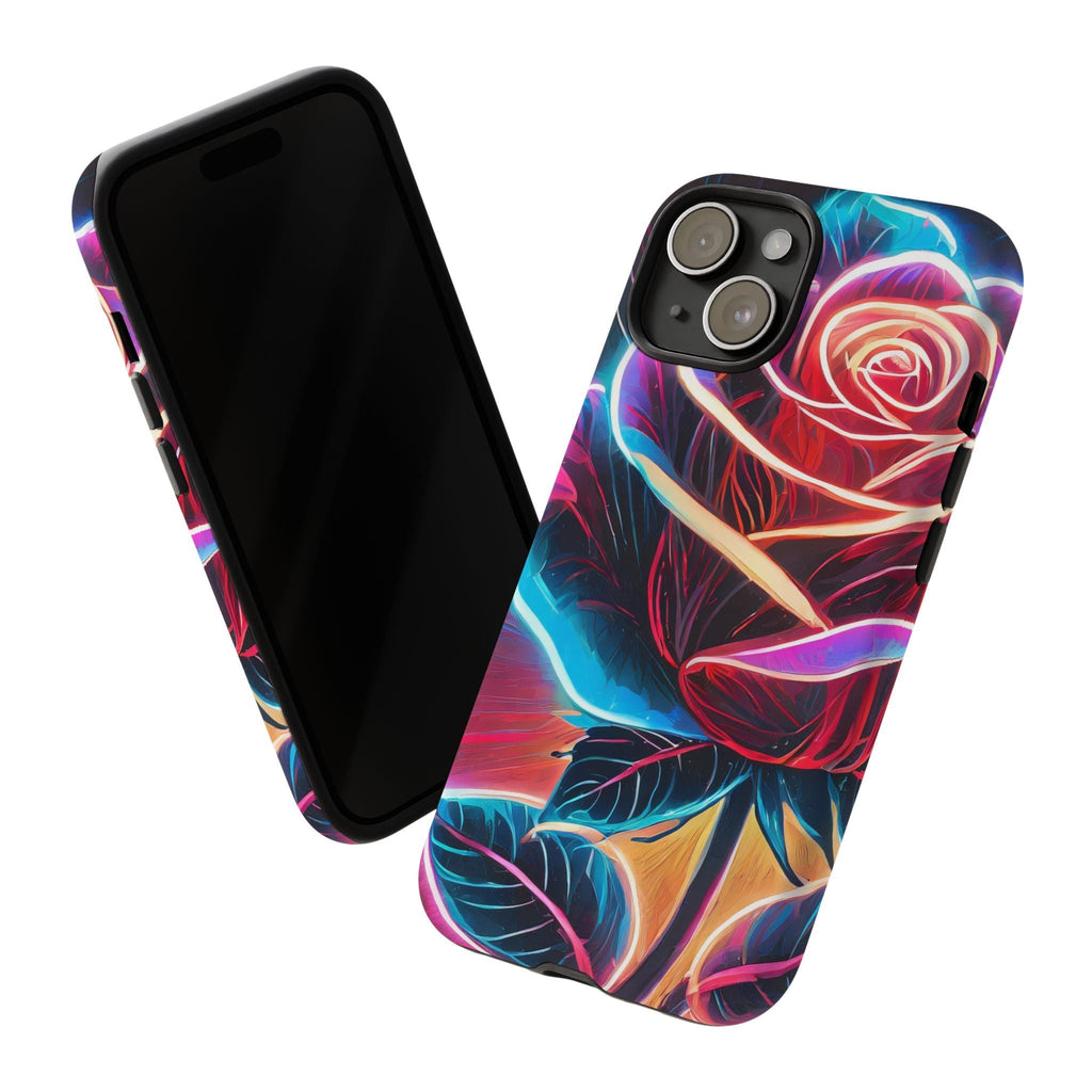 Artistic Neon Rose Tough Phone Case