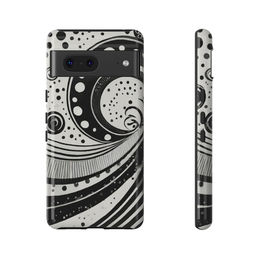 Artistic Black & White Swirl Tough Phone Case