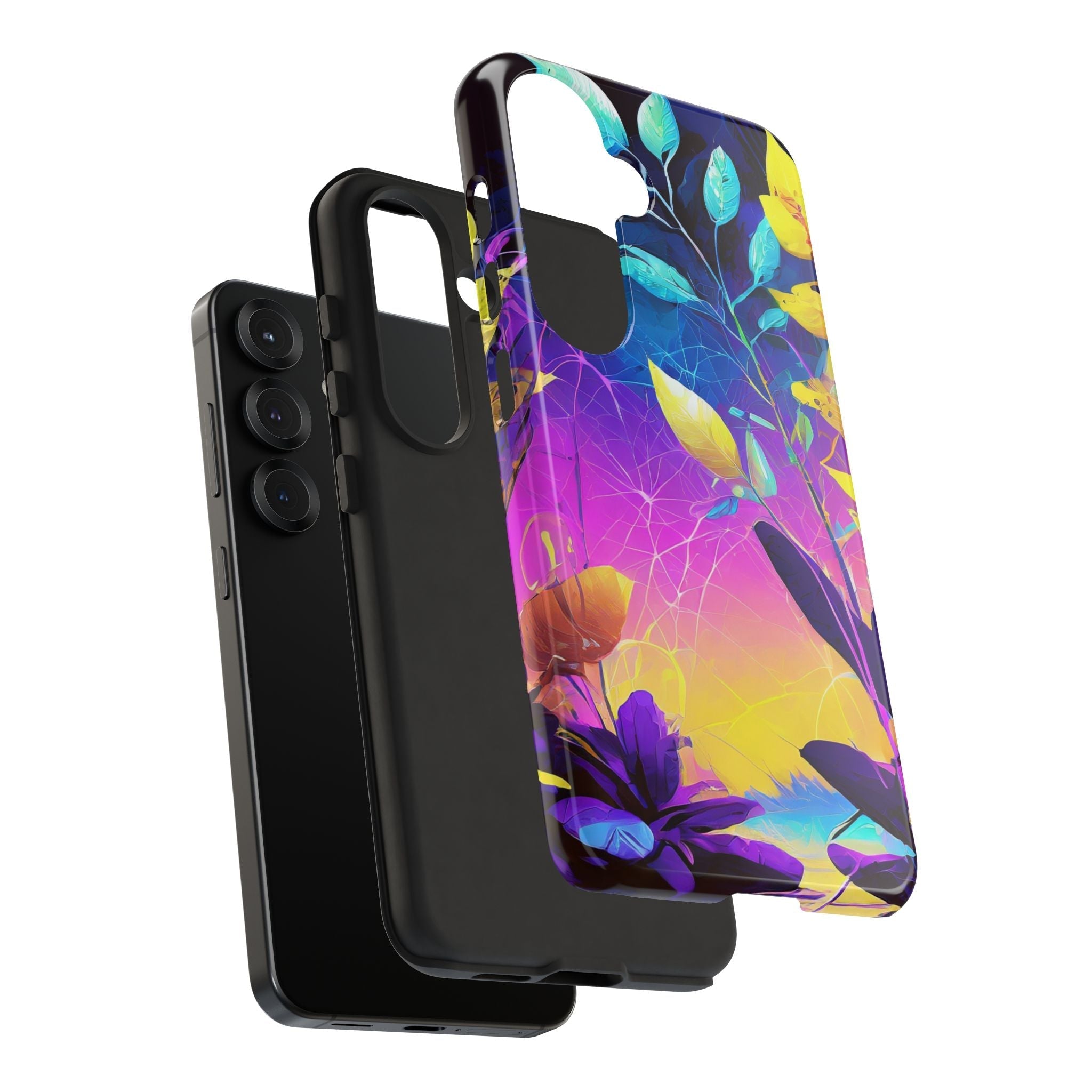 Artistic Vibrant Neon Floral Leaf Tough Phone Case