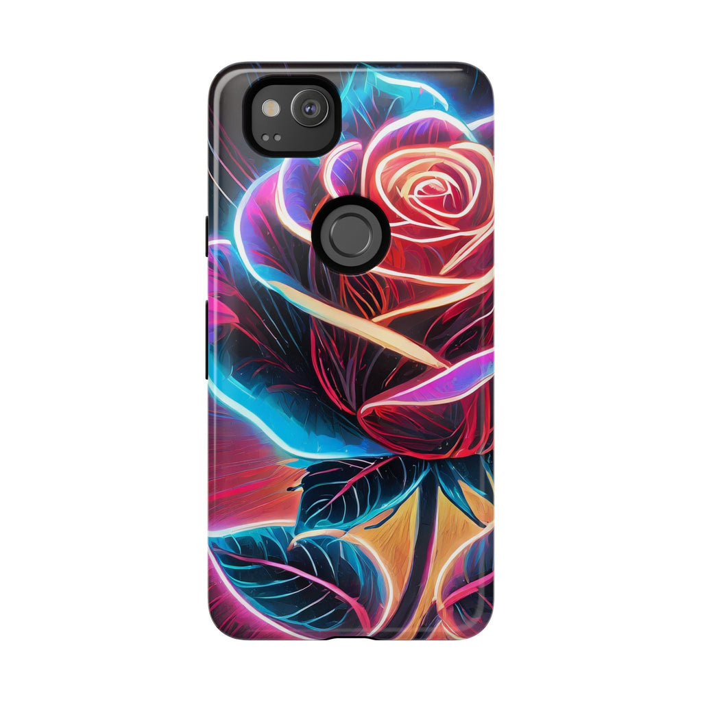 Artistic Neon Rose Tough Phone Case