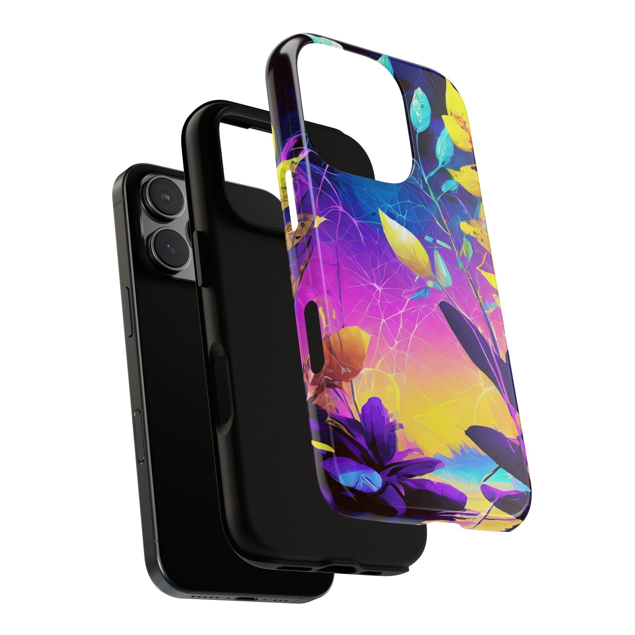 Artistic Vibrant Neon Floral Leaf Tough Phone Case