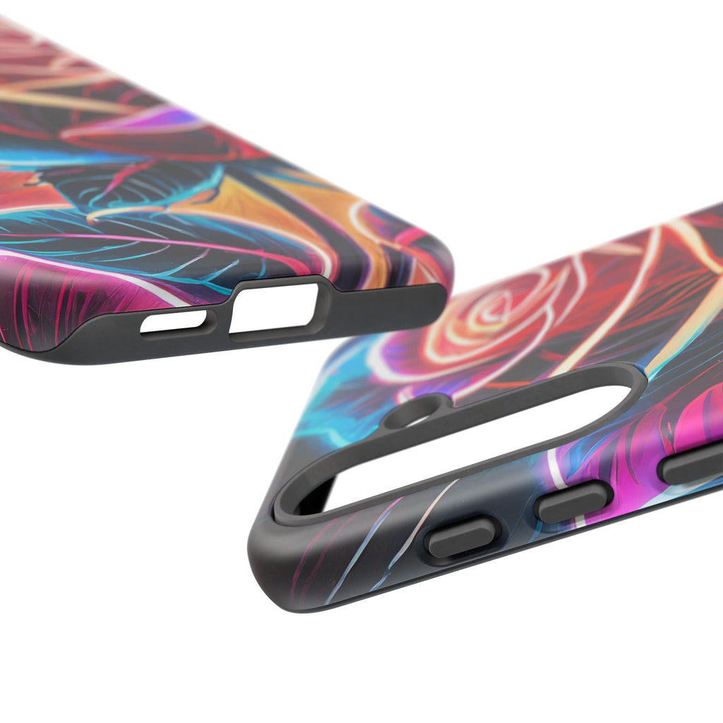 Artistic Neon Rose Tough Phone Case