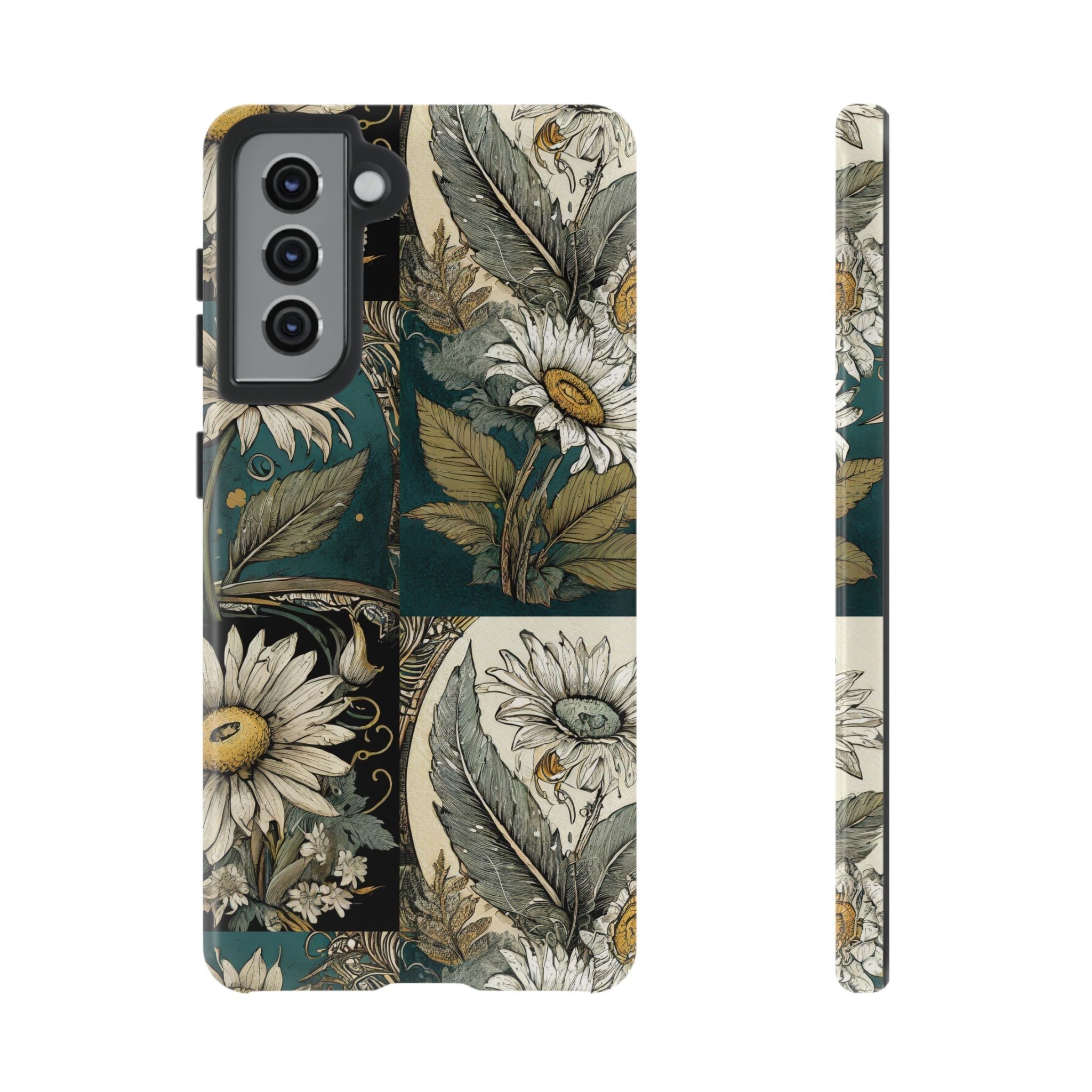 Abstract Teal Daisy Tough Phone Case
