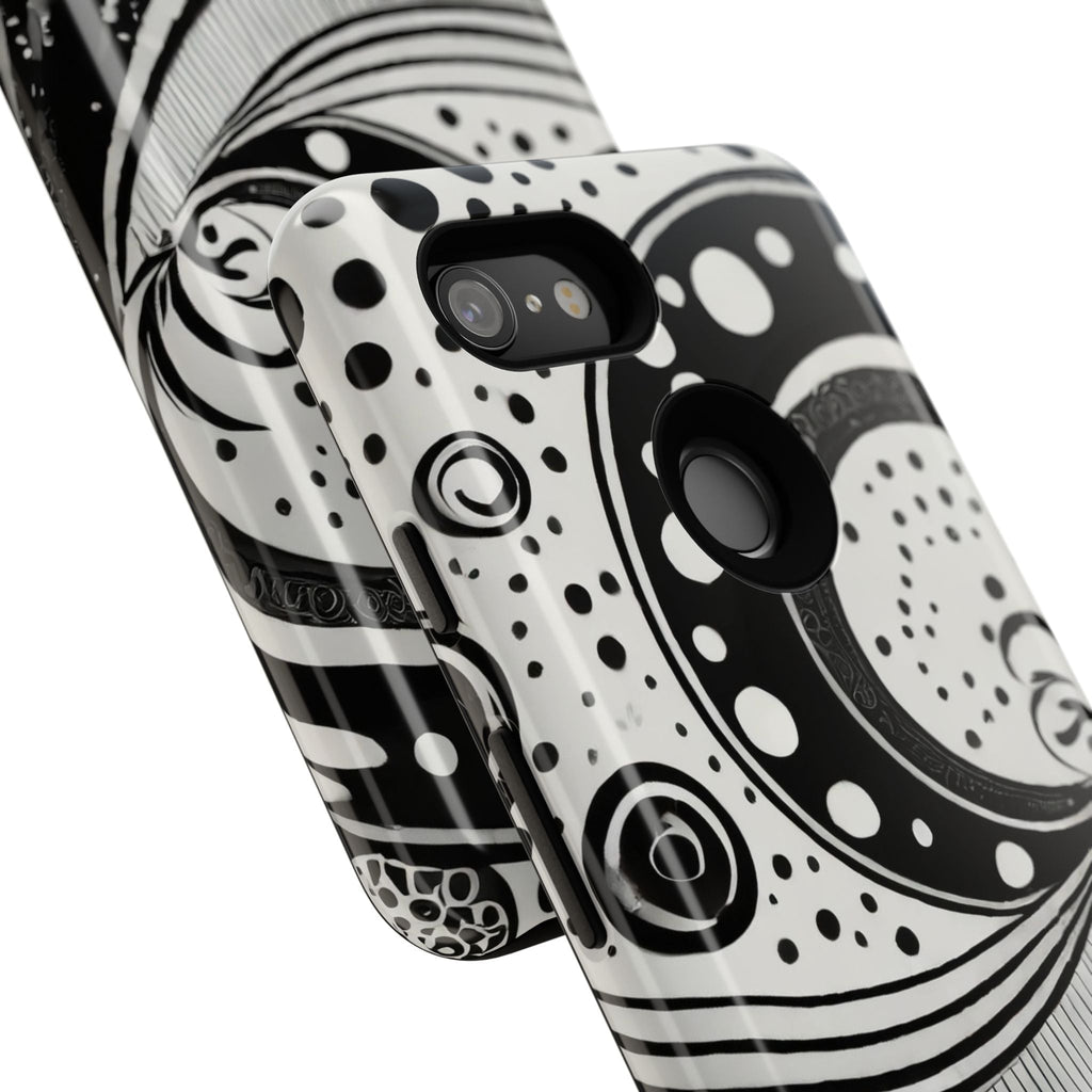 Artistic Black & White Swirl Tough Phone Case