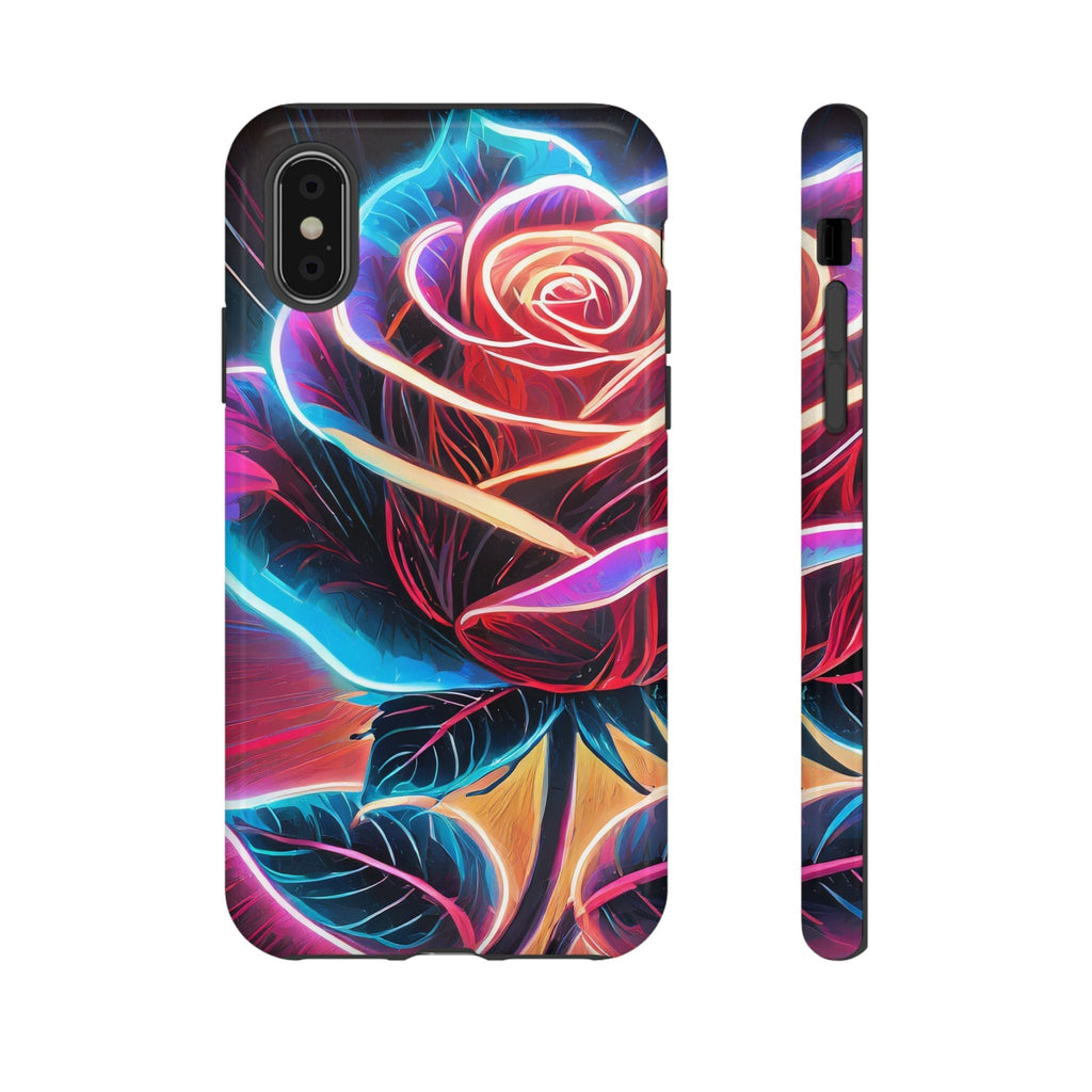 Artistic Neon Rose Tough Phone Case