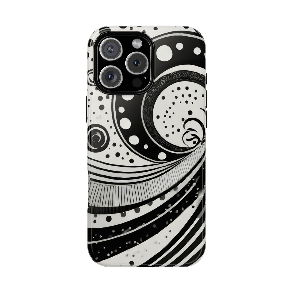 Artistic Black & White Swirl Tough Phone Case