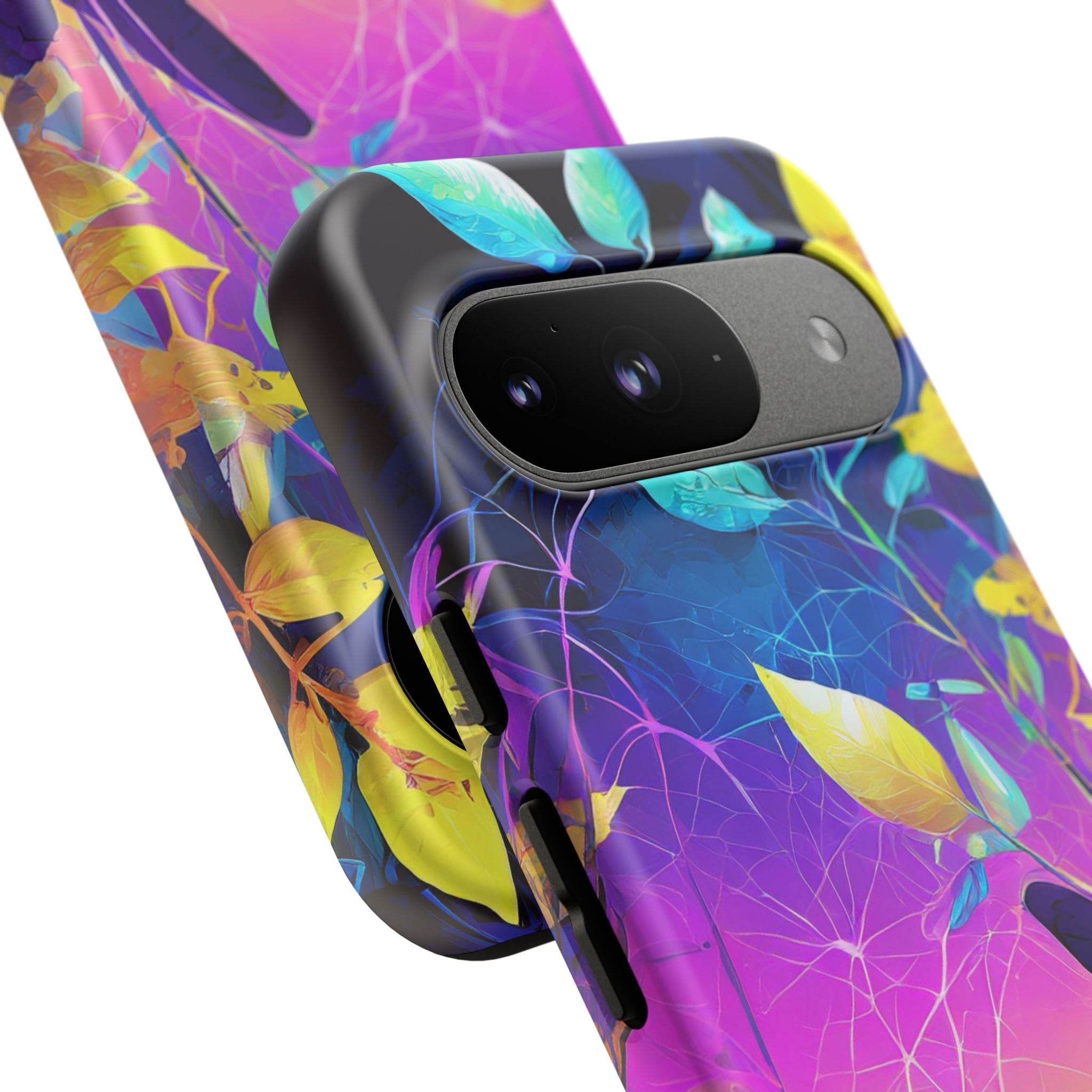 Artistic Vibrant Neon Floral Leaf Tough Phone Case