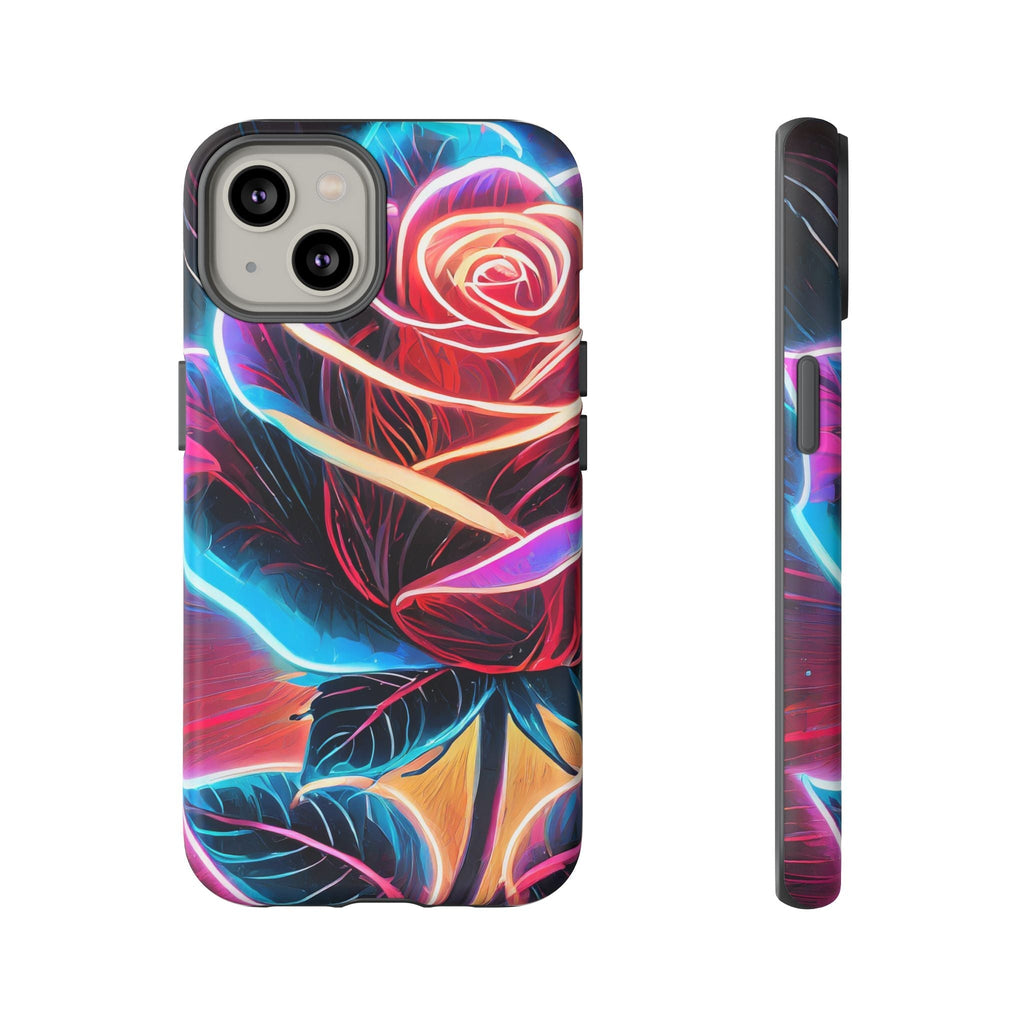 Artistic Neon Rose Tough Phone Case