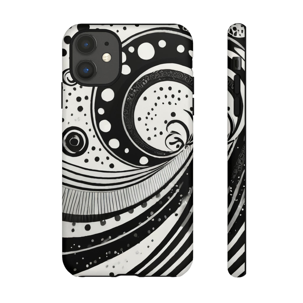 Artistic Black & White Swirl Tough Phone Case