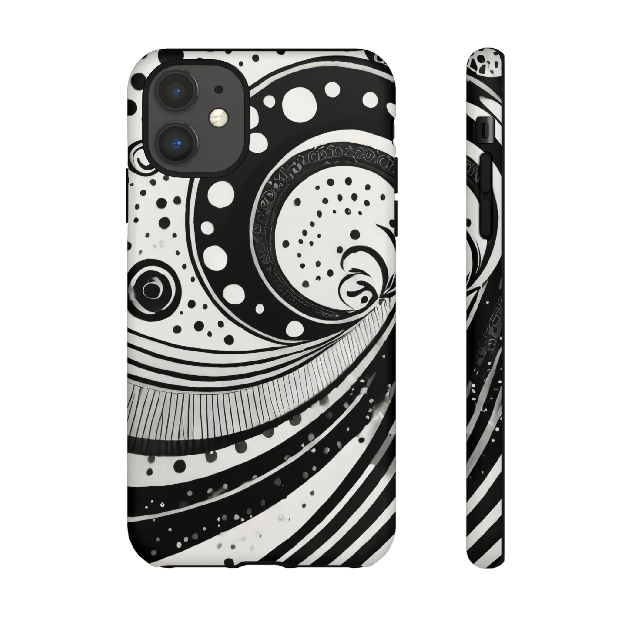 Artistic Black & White Swirl Tough Phone Case