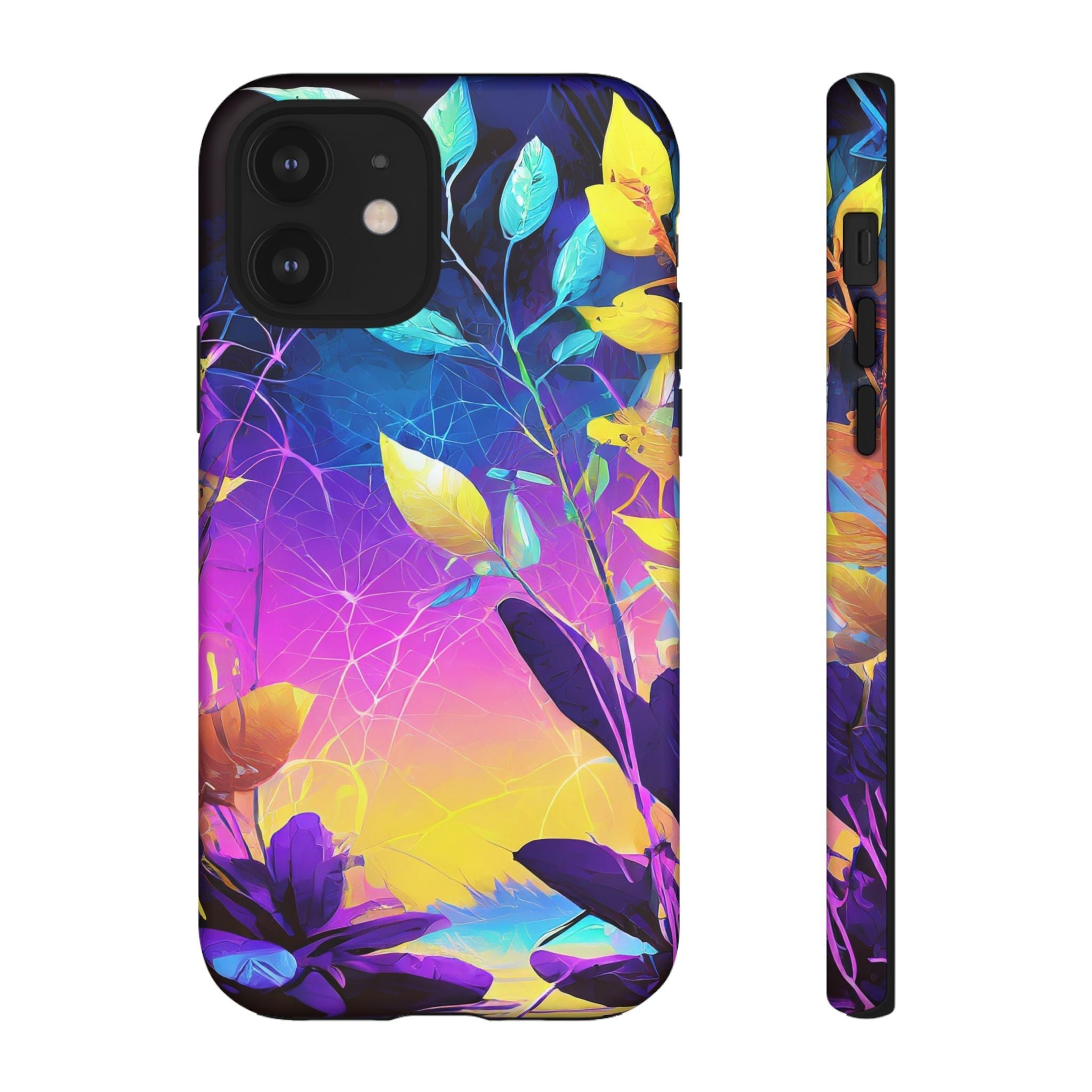 Artistic Vibrant Neon Floral Leaf Tough Phone Case
