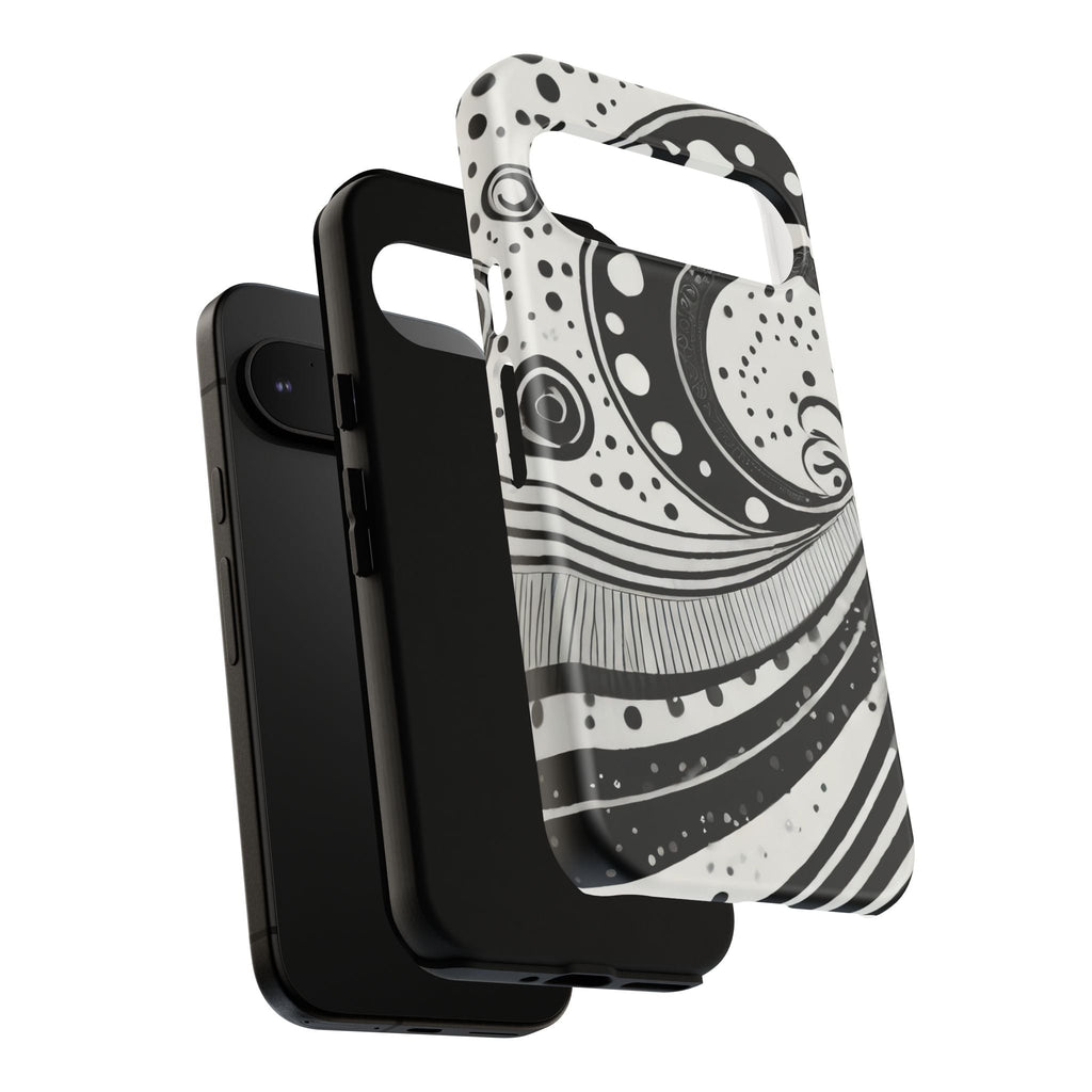 Artistic Black & White Swirl Tough Phone Case