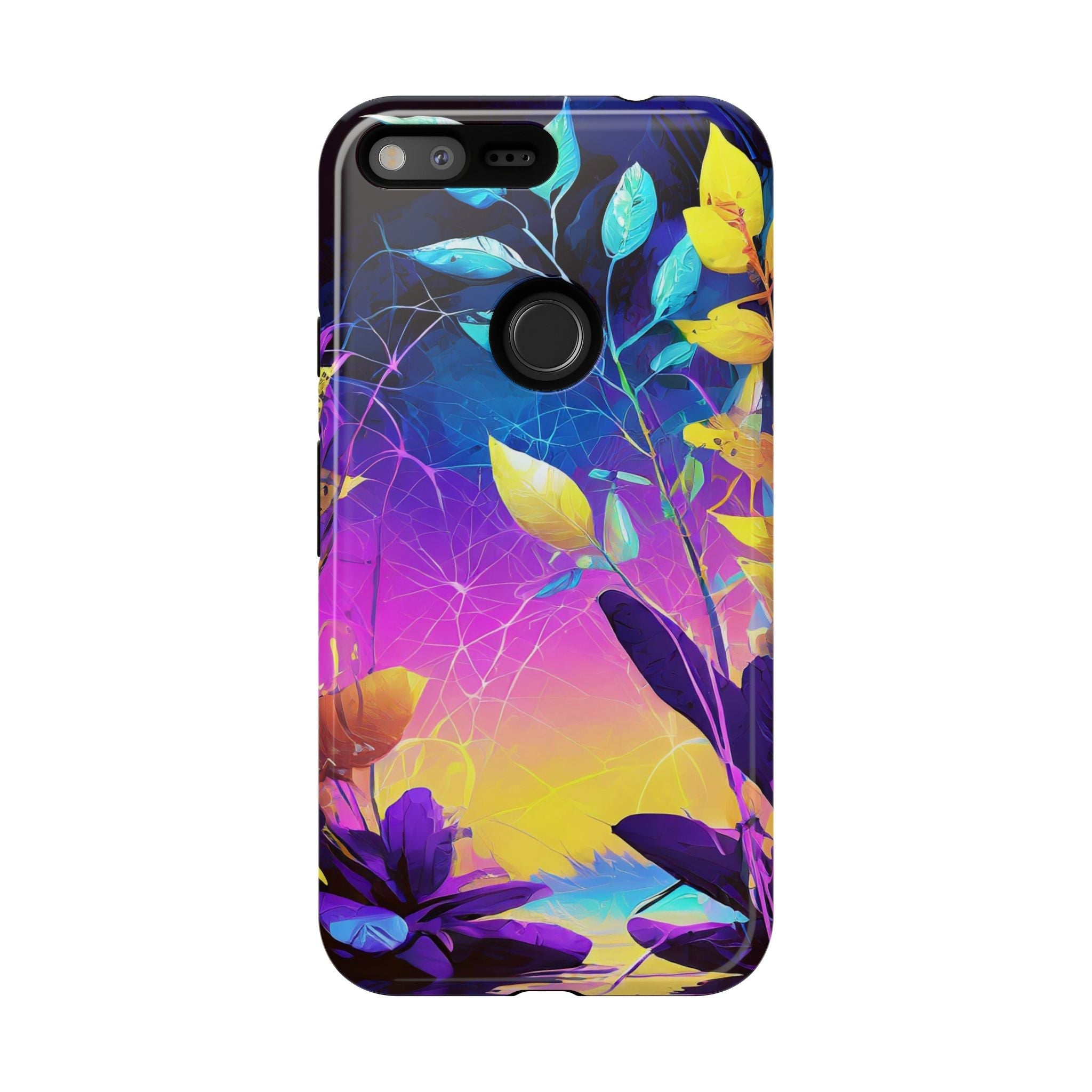 Artistic Vibrant Neon Floral Leaf Tough Phone Case