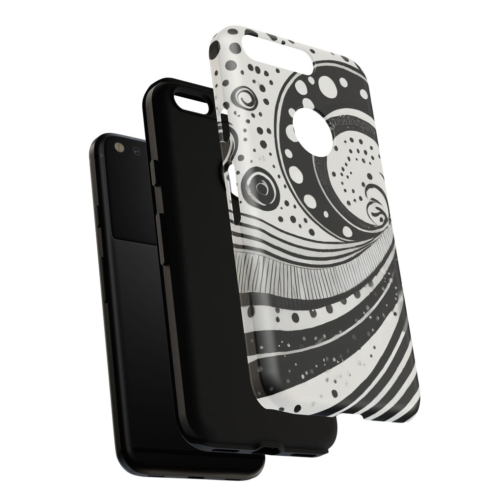 Artistic Black & White Swirl Tough Phone Case