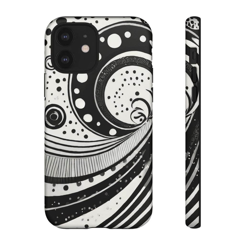 Artistic Black & White Swirl Tough Phone Case