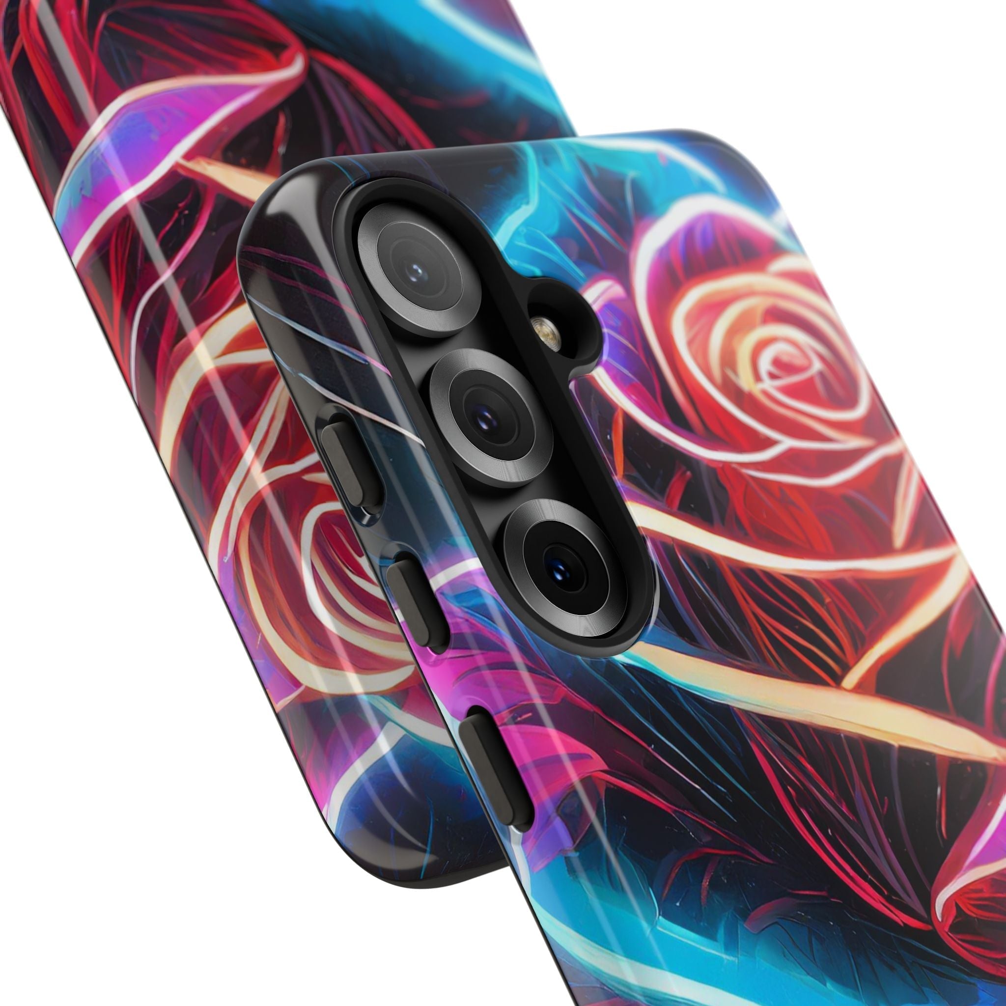 Artistic Neon Rose Tough Phone Case