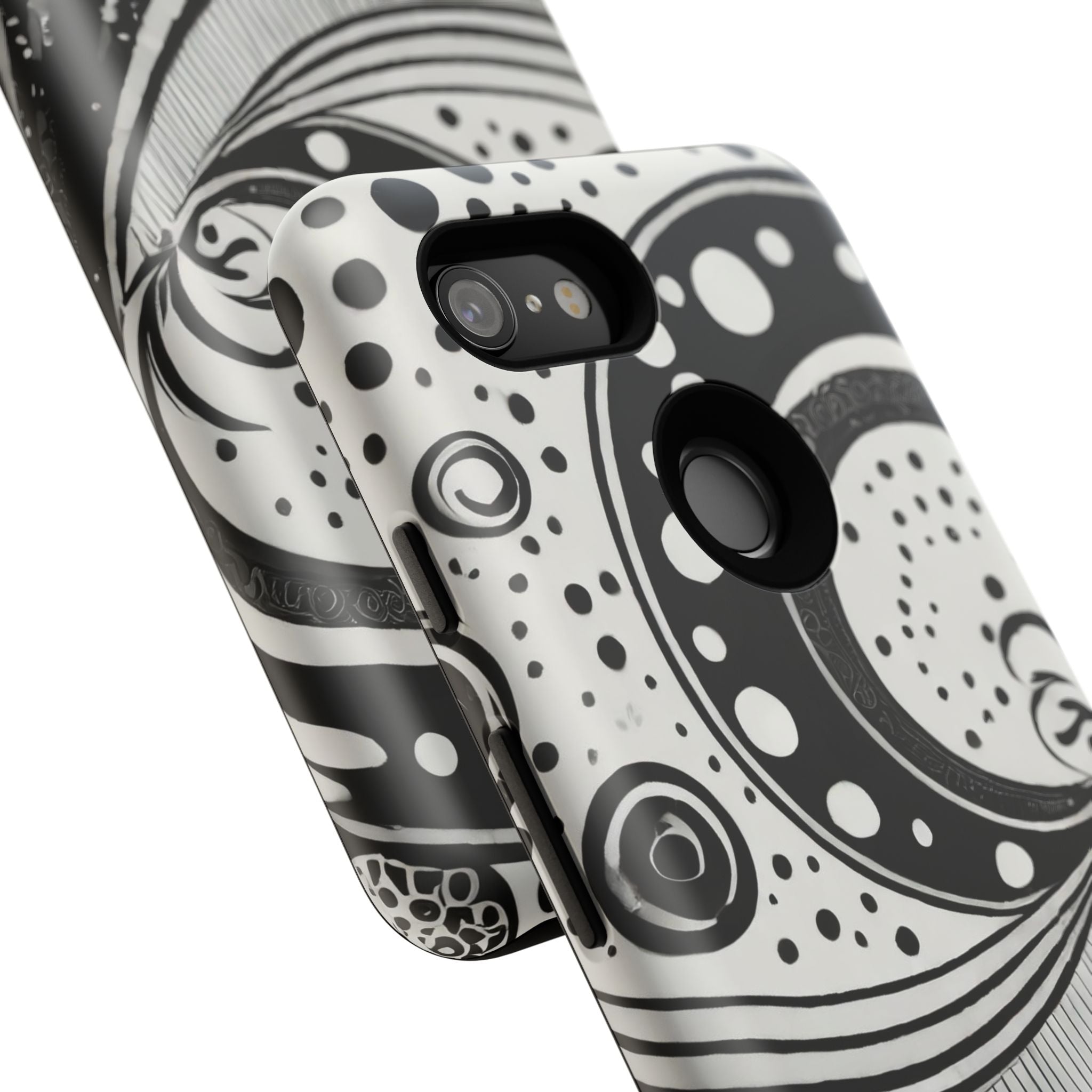 Artistic Black & White Swirl Tough Phone Case