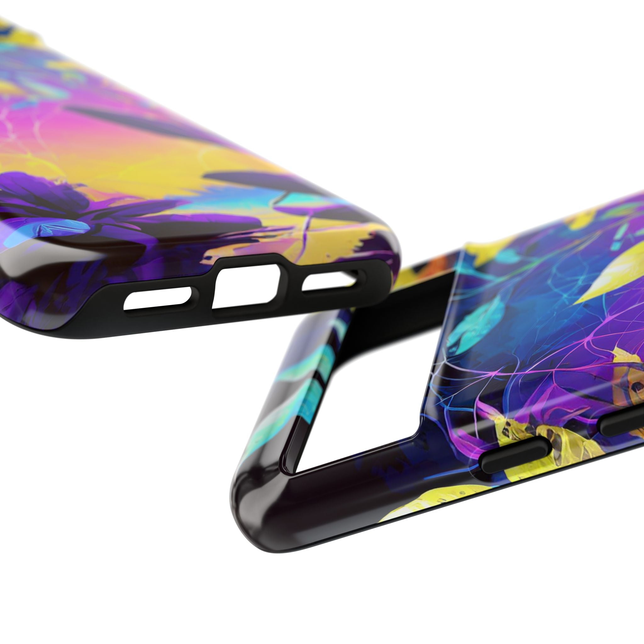 Artistic Vibrant Neon Floral Leaf Tough Phone Case