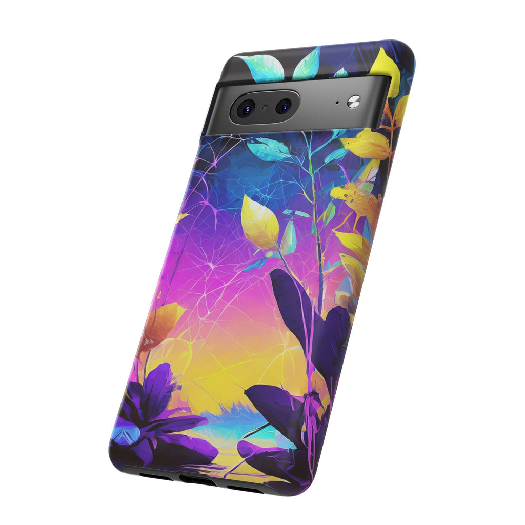 Artistic Vibrant Neon Floral Leaf Tough Phone Case