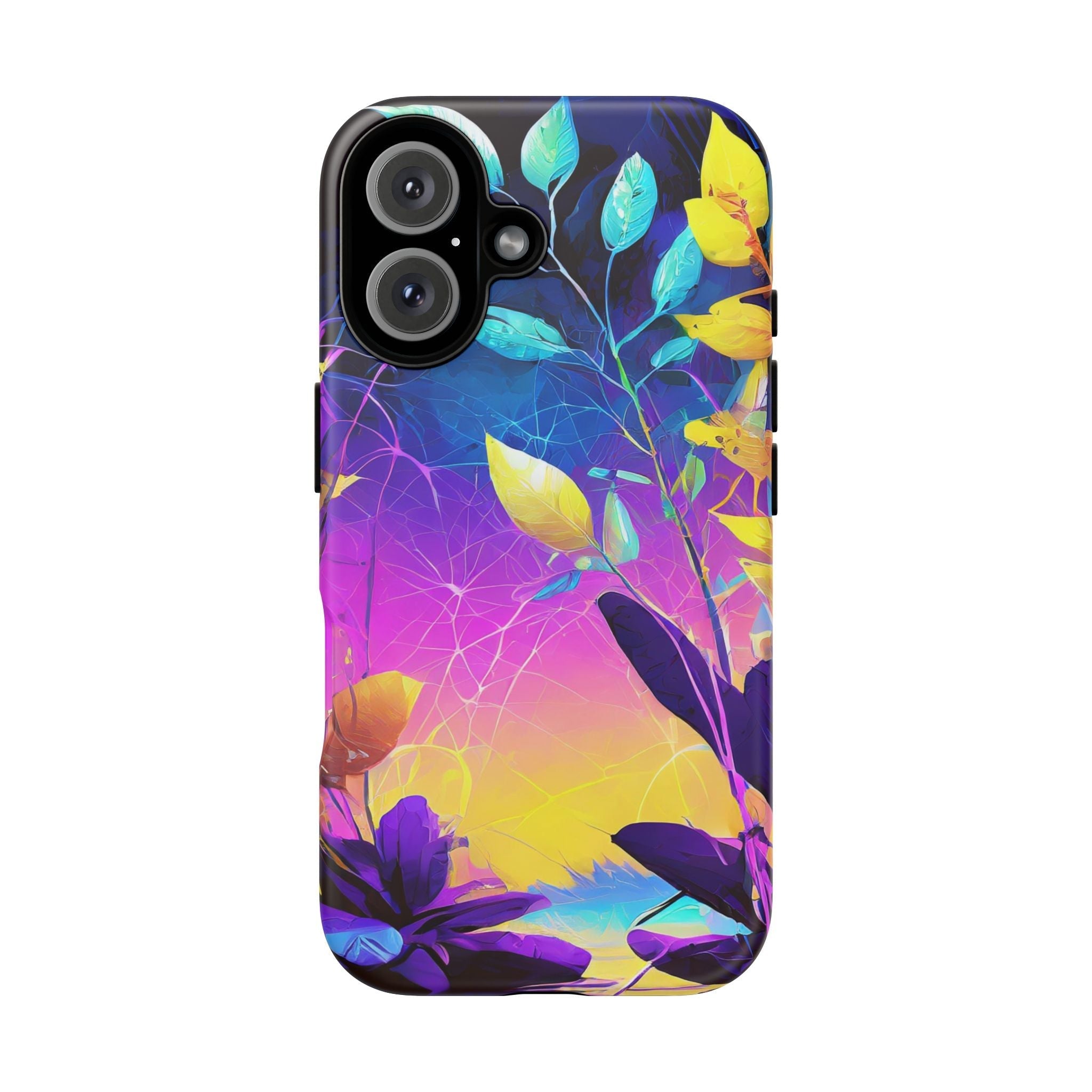 Artistic Vibrant Neon Floral Leaf Tough Phone Case