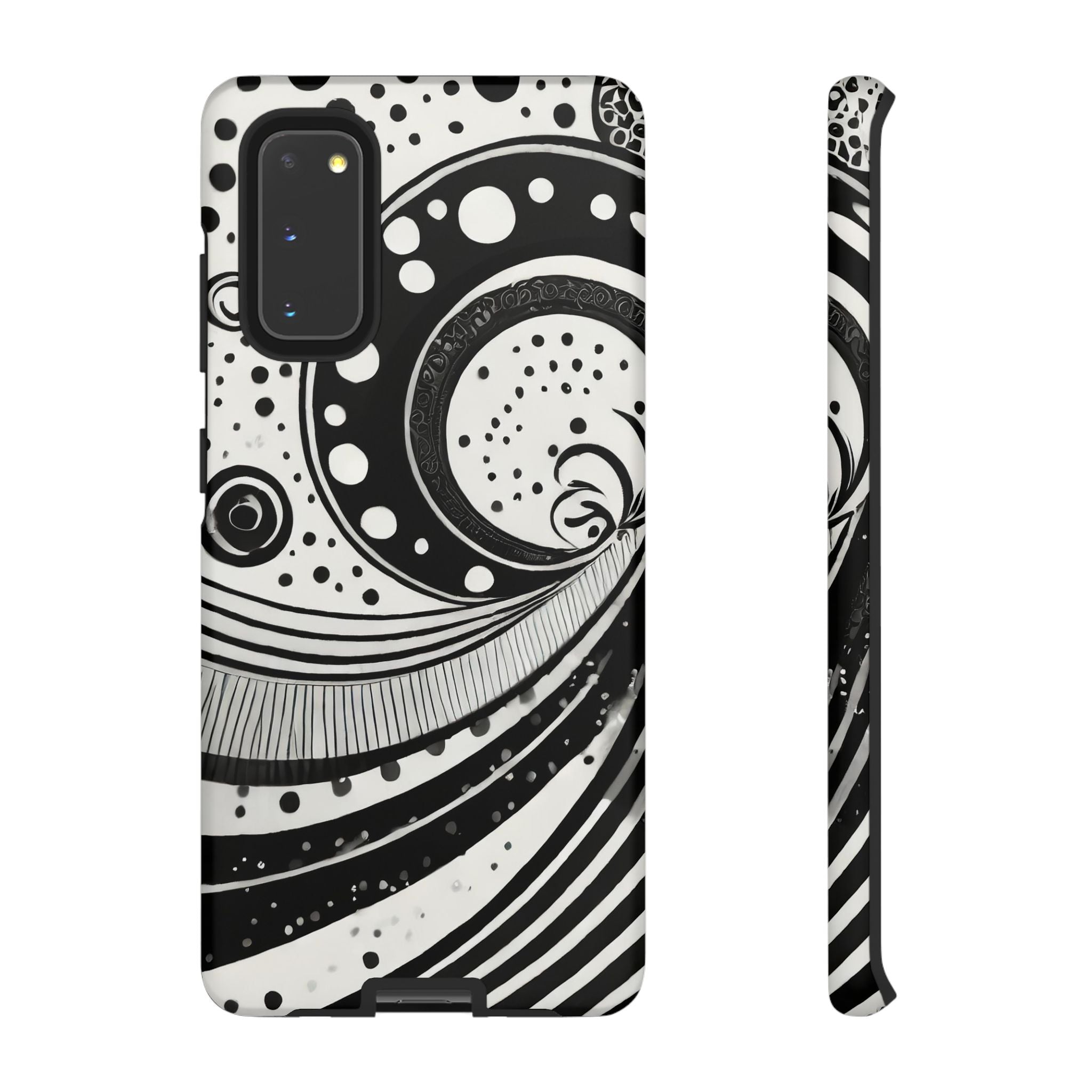 Artistic Black & White Swirl Tough Phone Case