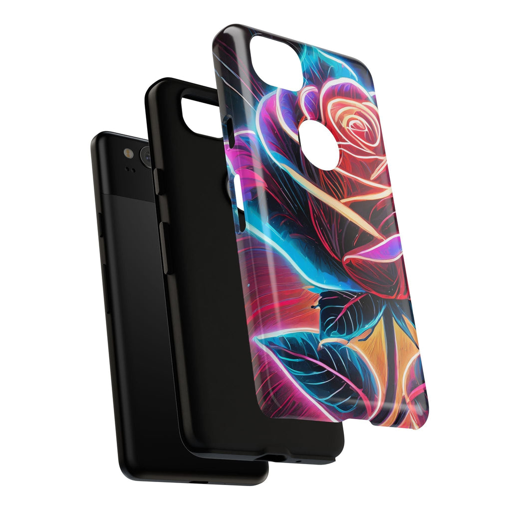 Artistic Neon Rose Tough Phone Case