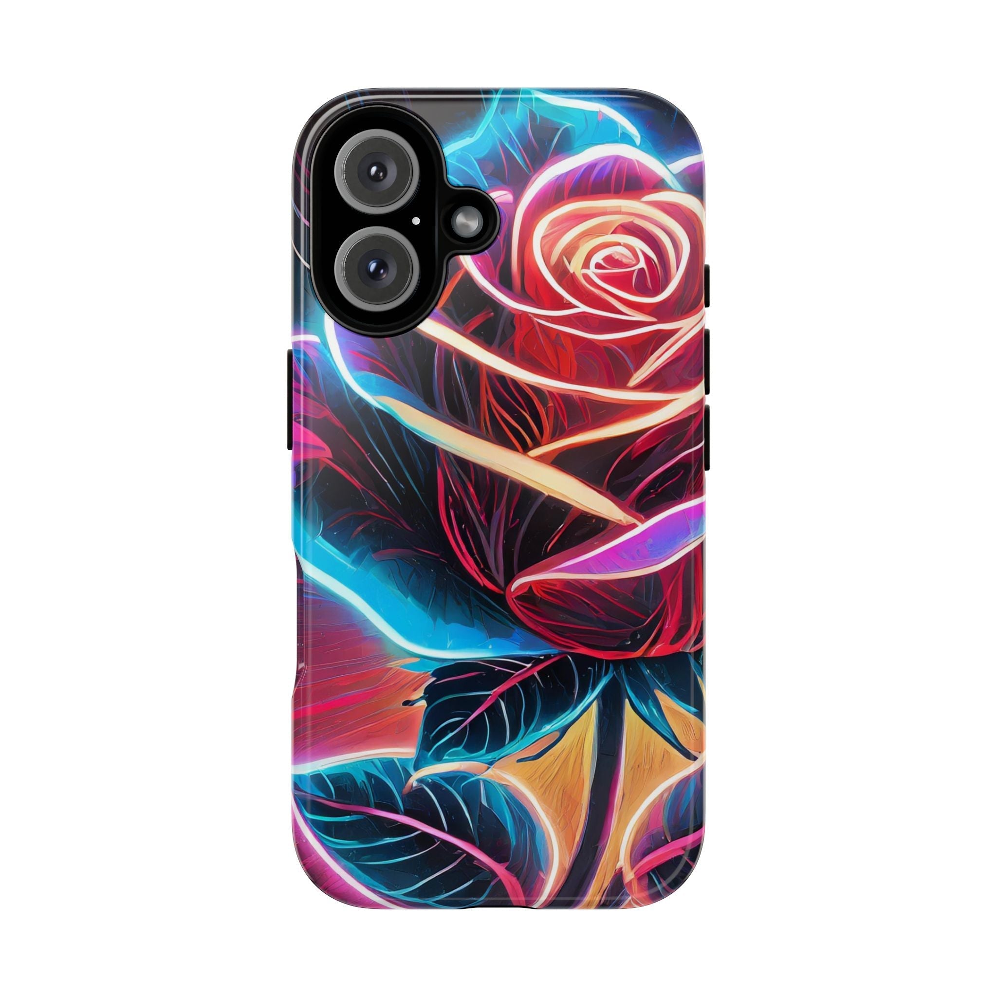 Artistic Neon Rose Tough Phone Case