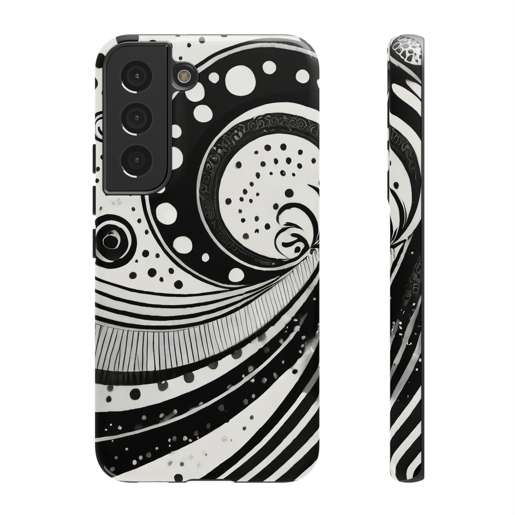 Artistic Black & White Swirl Tough Phone Case