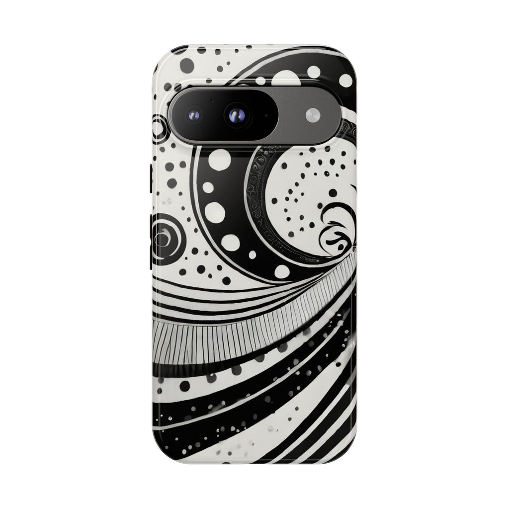 Artistic Black & White Swirl Tough Phone Case