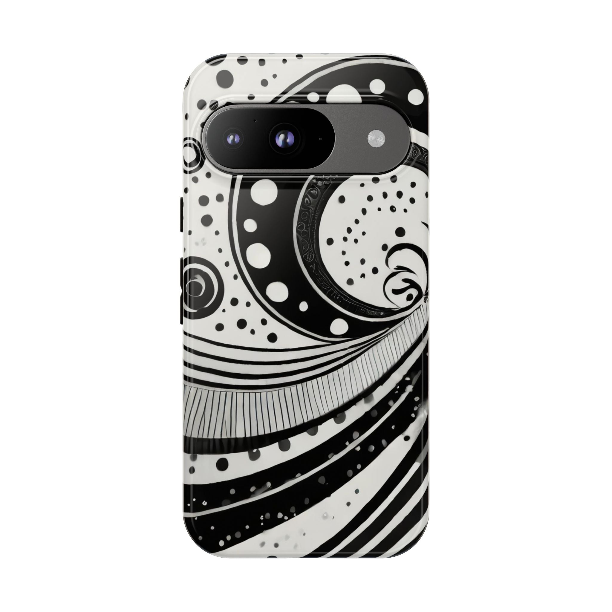 Artistic Black & White Swirl Tough Phone Case