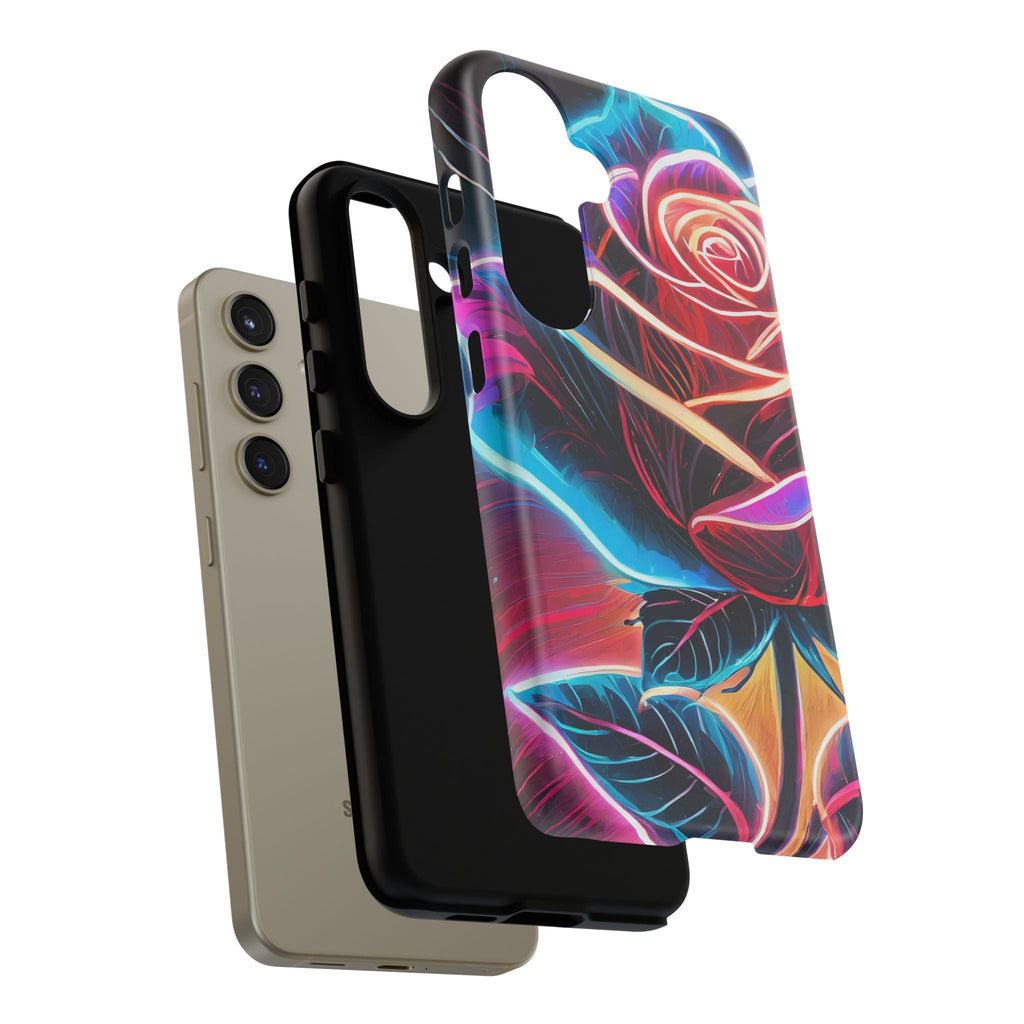 Artistic Neon Rose Tough Phone Case