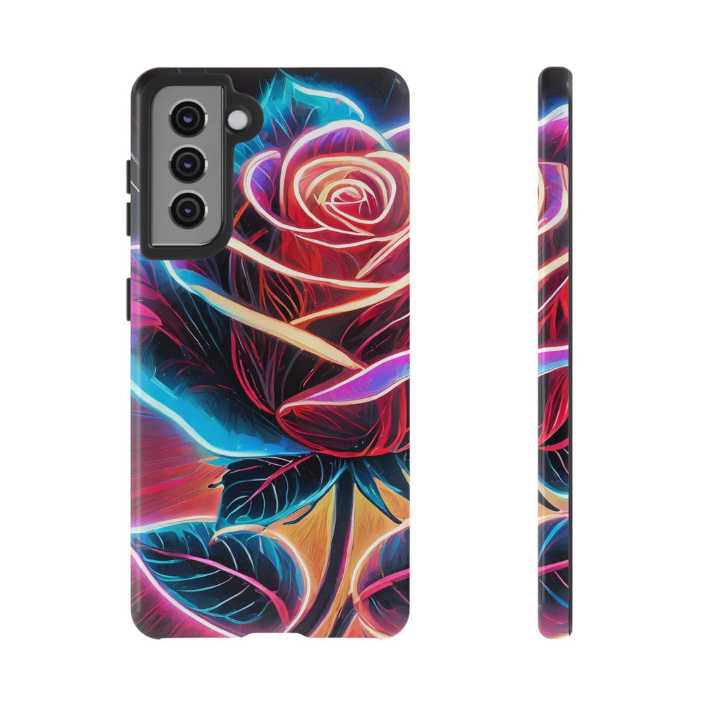 Artistic Neon Rose Tough Phone Case