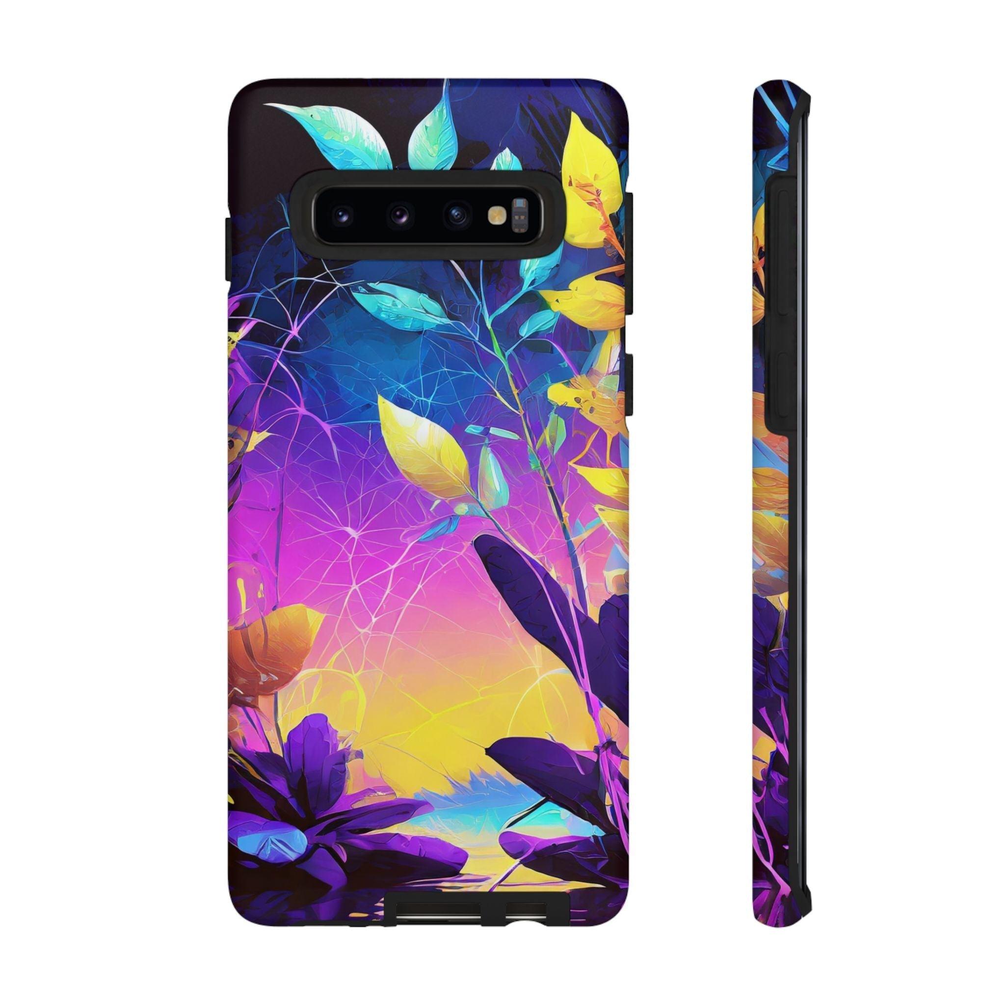 Artistic Vibrant Neon Floral Leaf Tough Phone Case