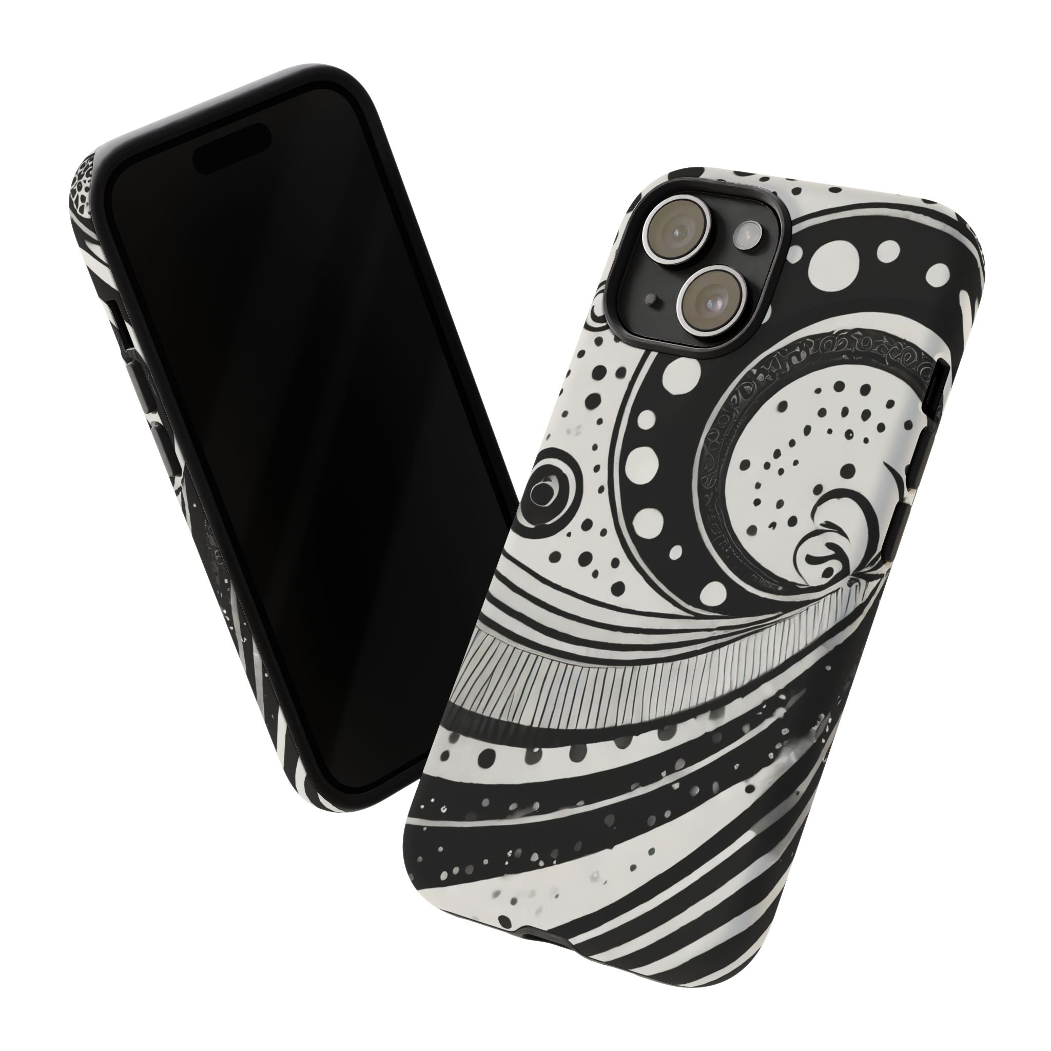 Artistic Black & White Swirl Tough Phone Case
