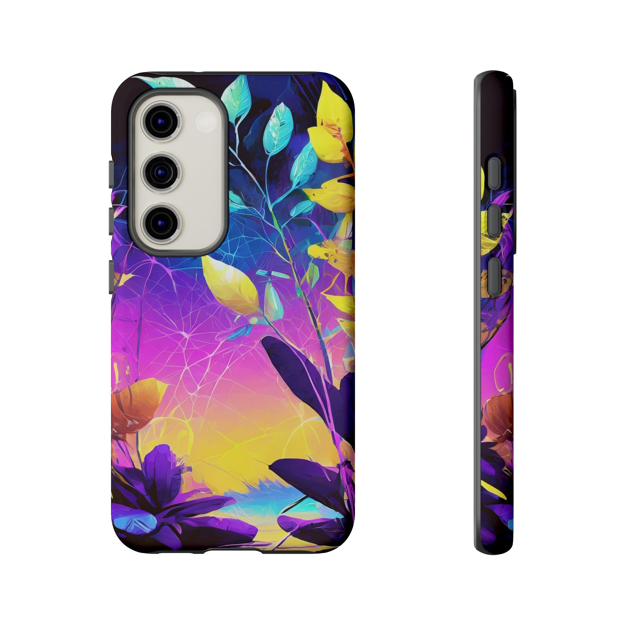 Artistic Vibrant Neon Floral Leaf Tough Phone Case