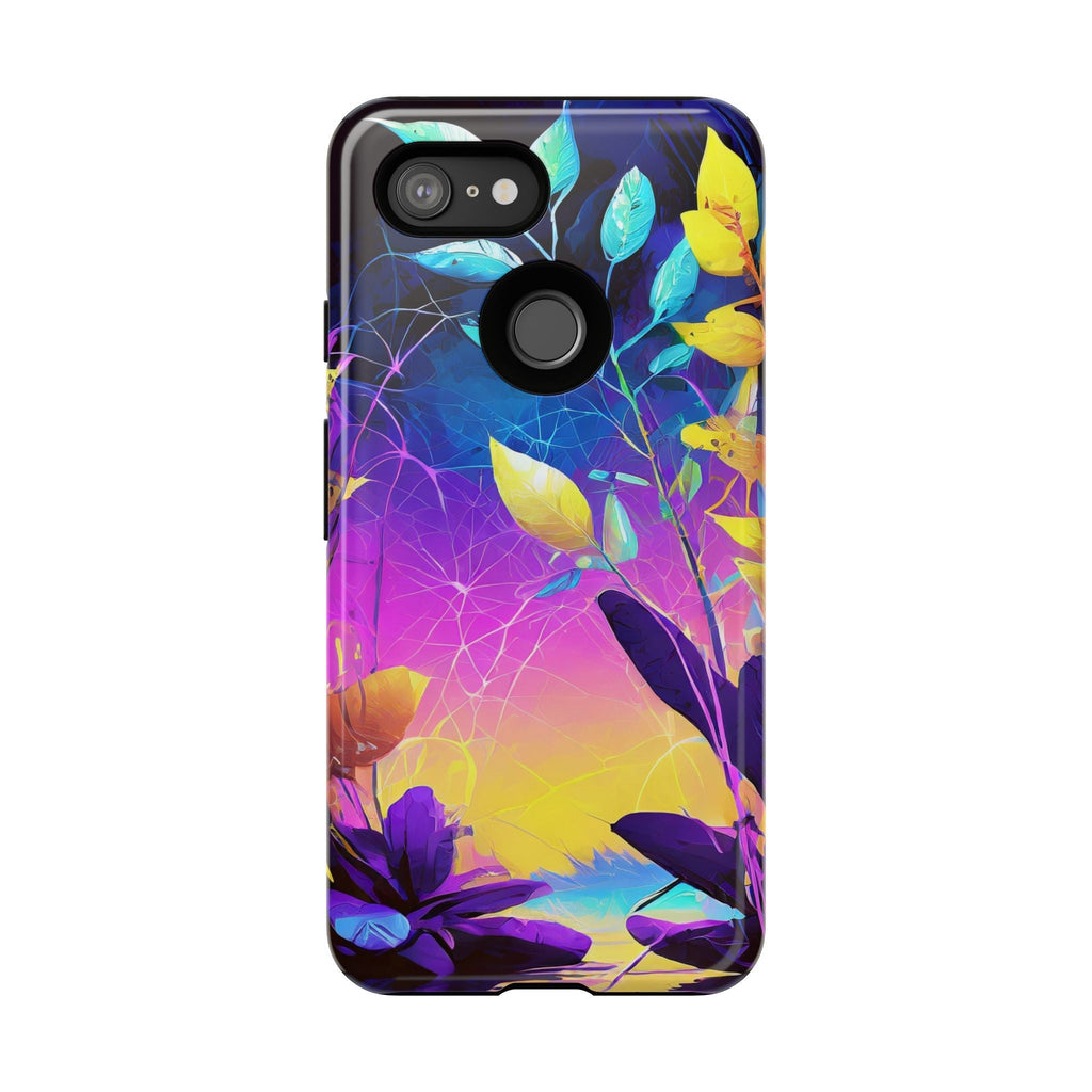Artistic Vibrant Neon Floral Leaf Tough Phone Case