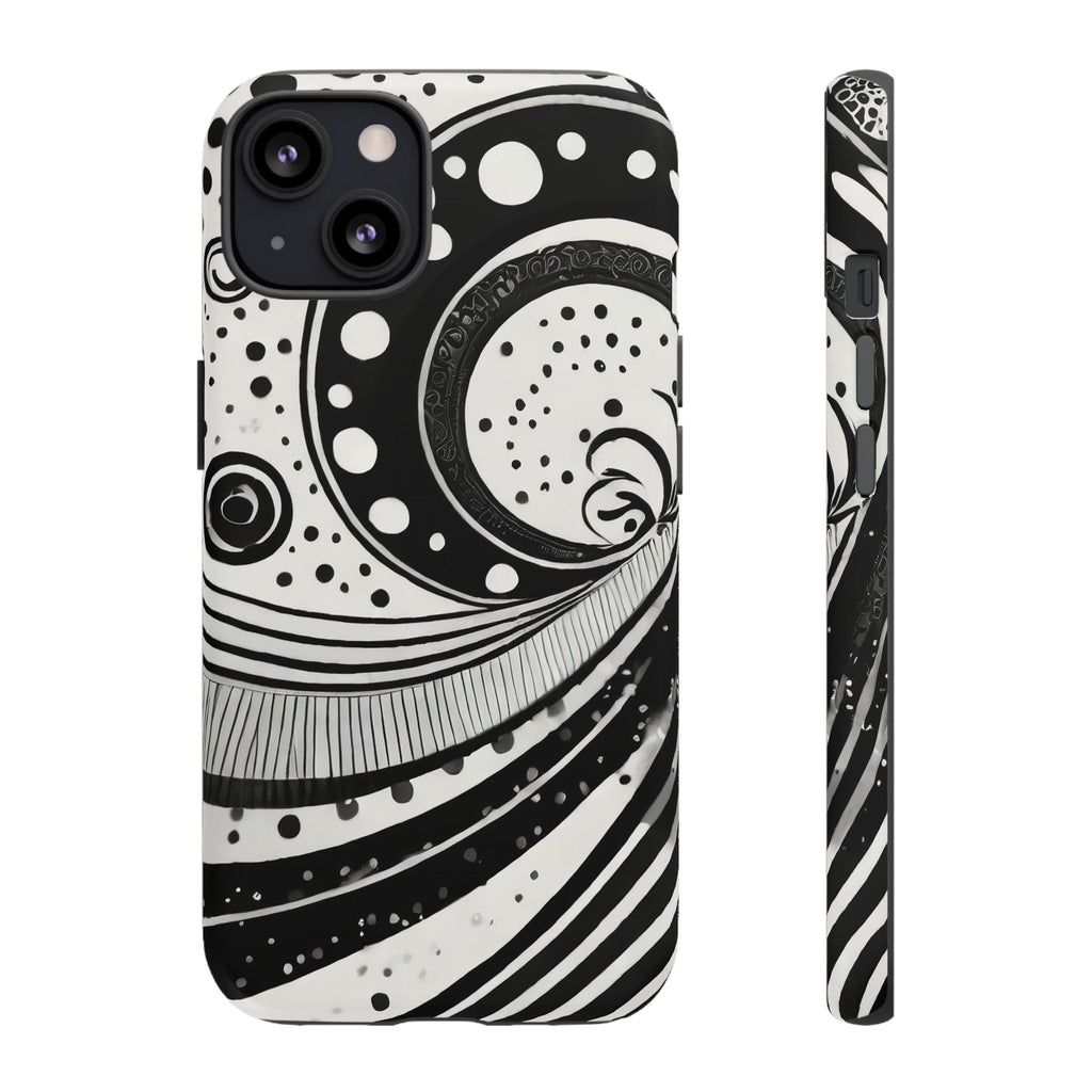 Artistic Black & White Swirl Tough Phone Case