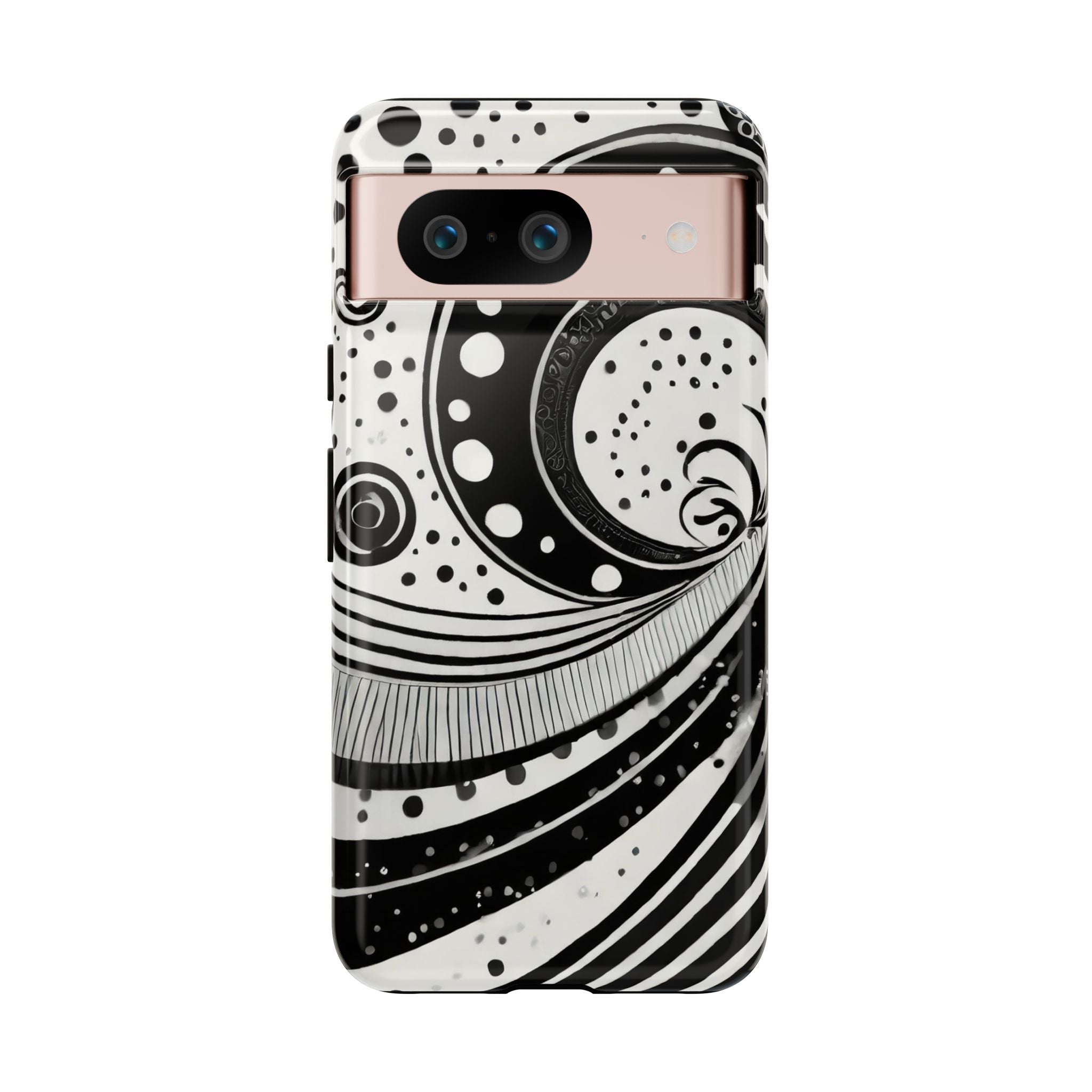 Artistic Black & White Swirl Tough Phone Case