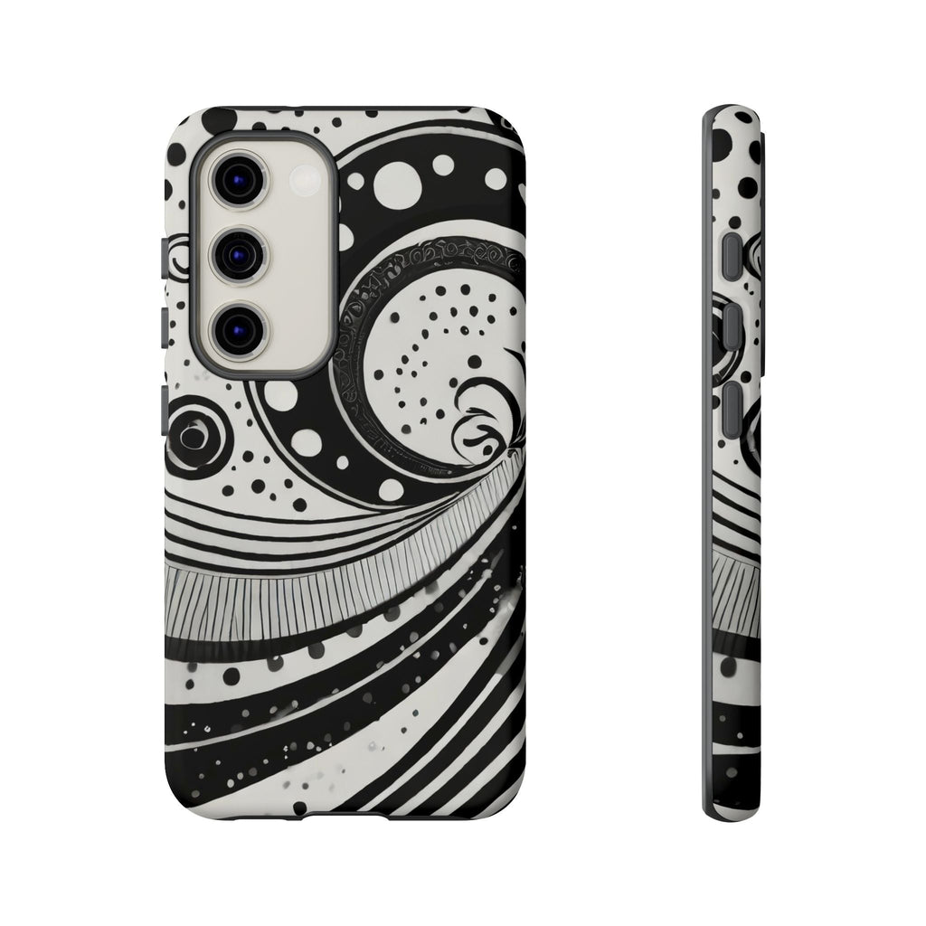 Artistic Black & White Swirl Tough Phone Case