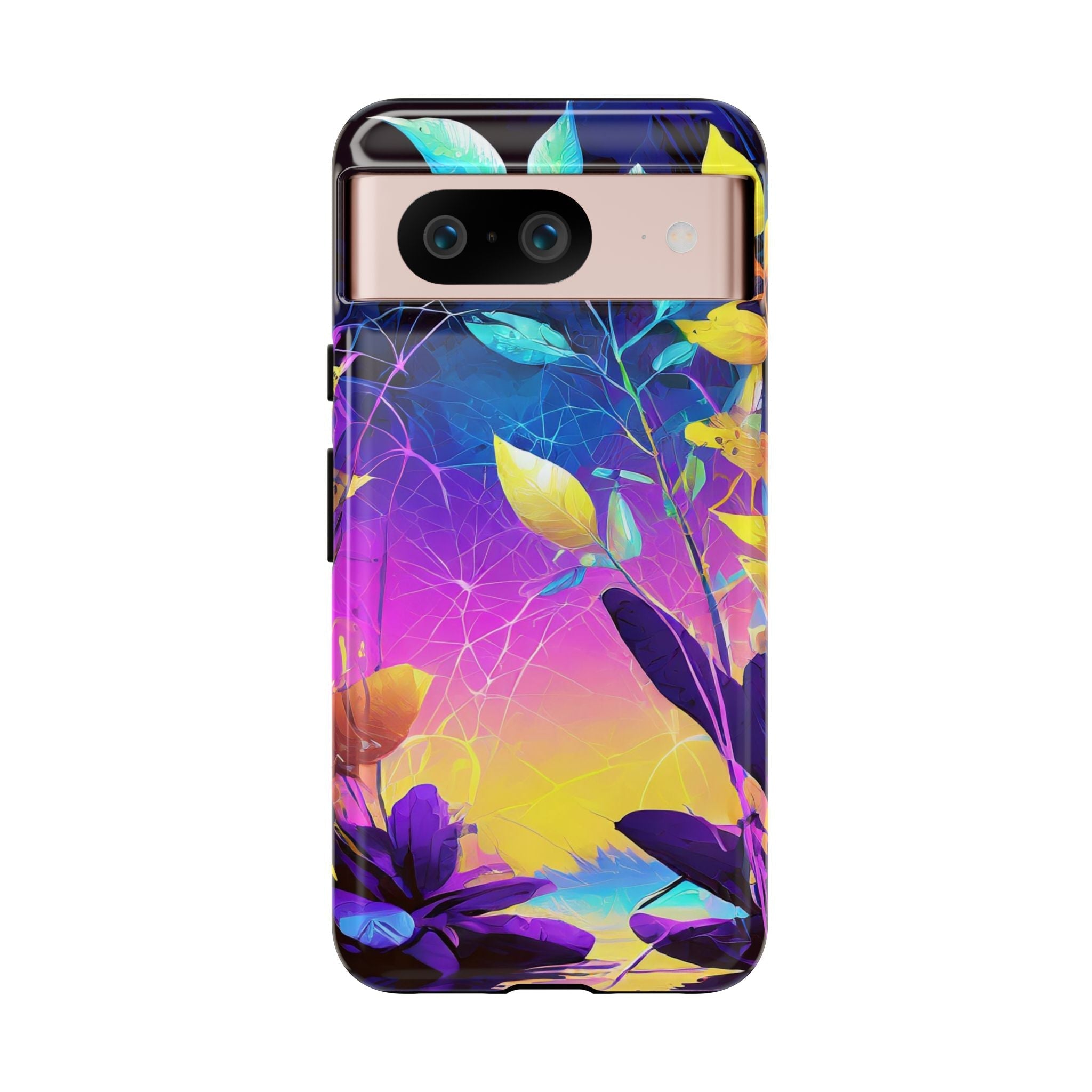 Artistic Vibrant Neon Floral Leaf Tough Phone Case