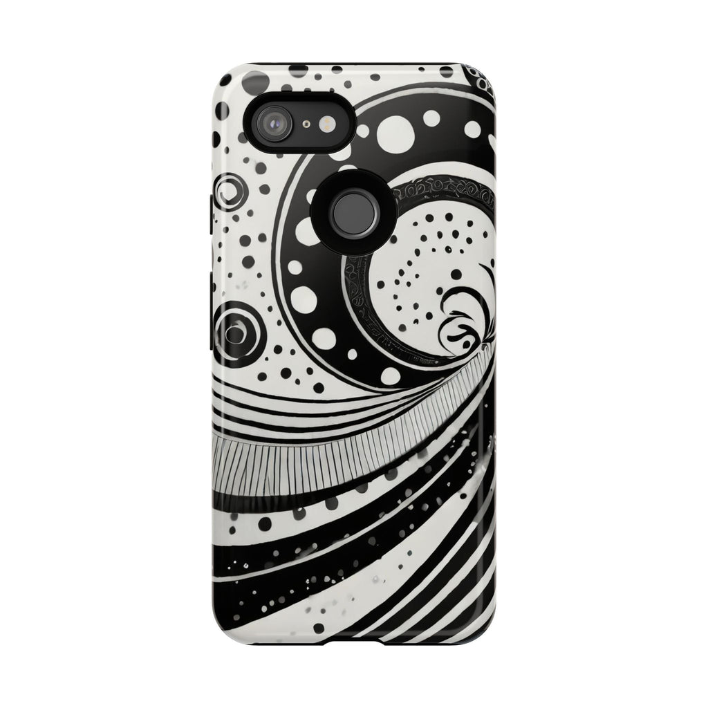 Artistic Black & White Swirl Tough Phone Case