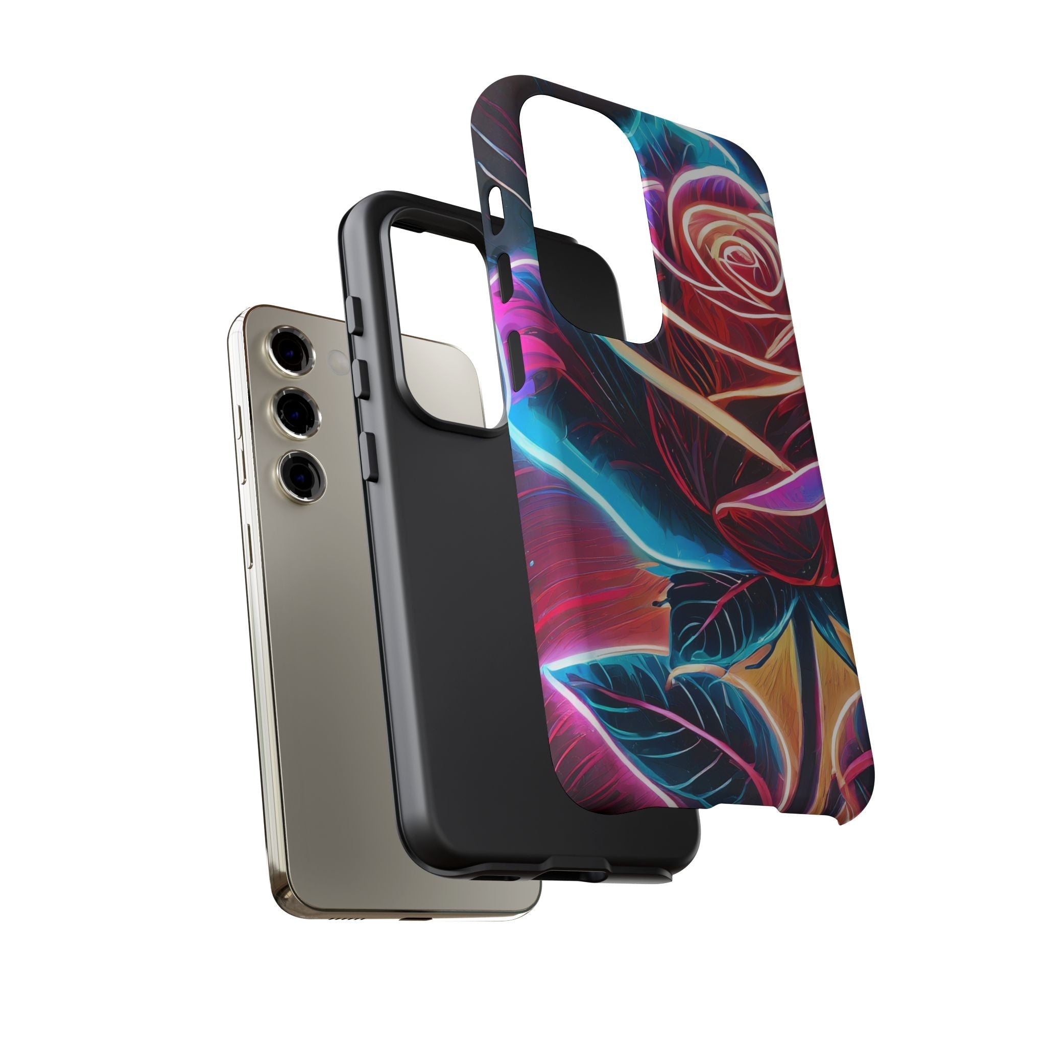 Artistic Neon Rose Tough Phone Case