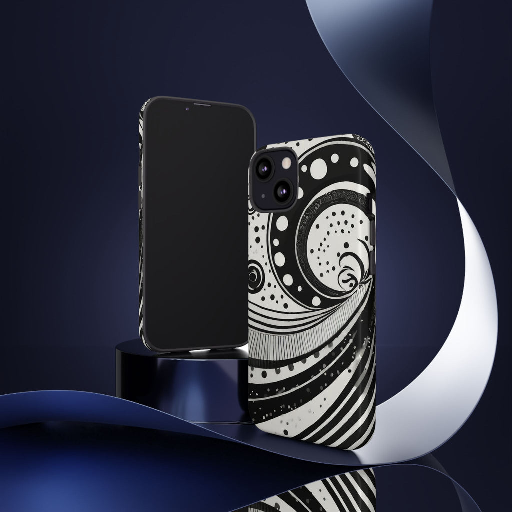 Artistic Black & White Swirl Tough Phone Case