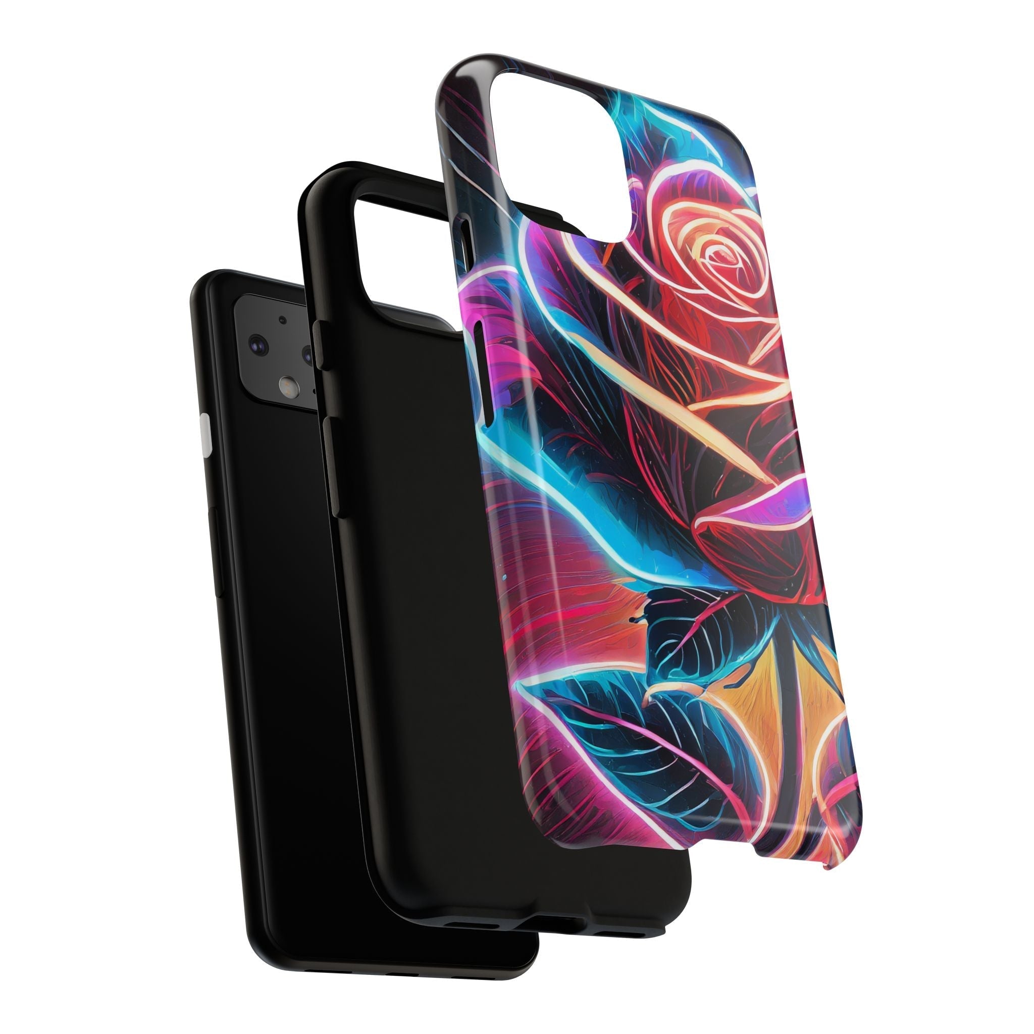 Artistic Neon Rose Tough Phone Case