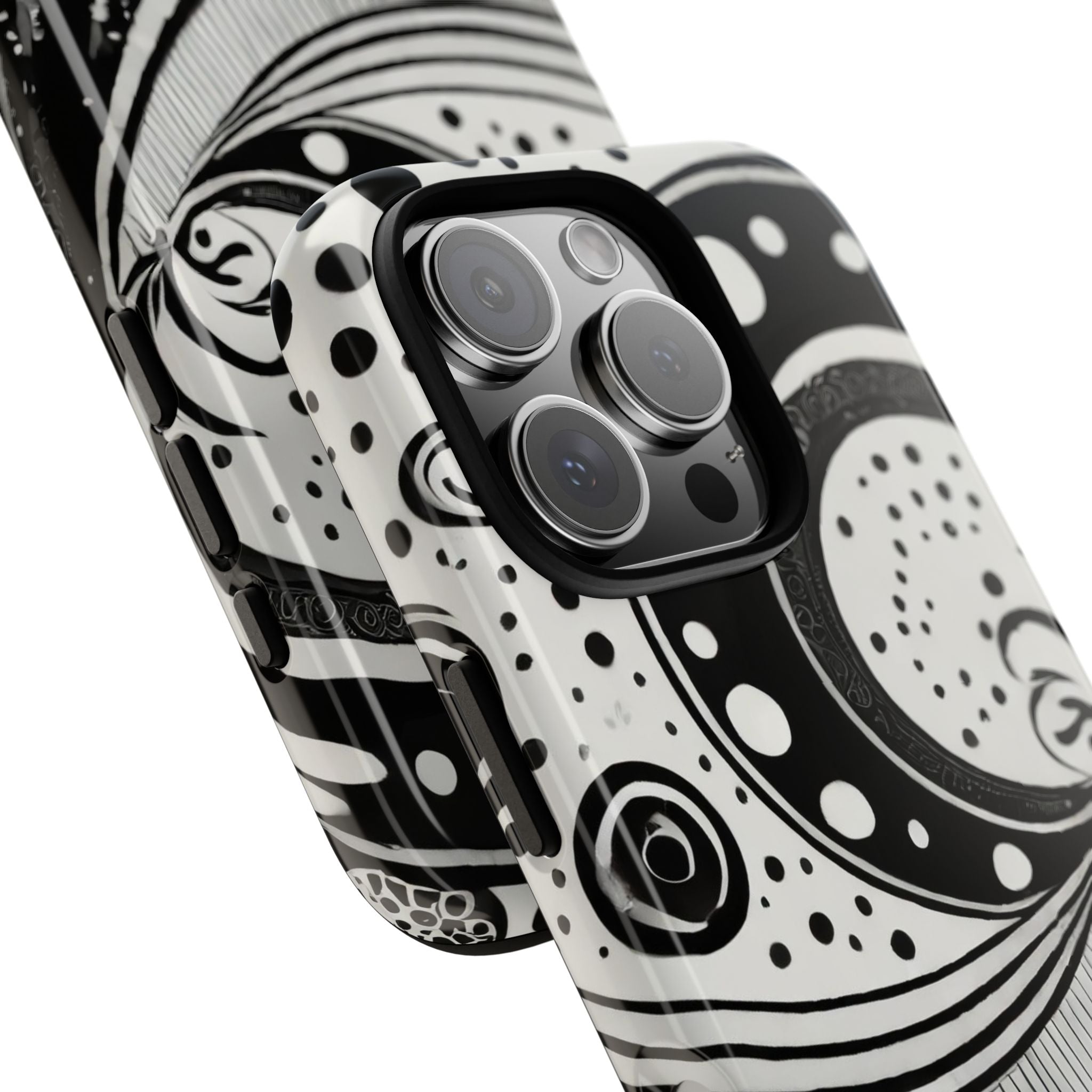 Artistic Black & White Swirl Tough Phone Case