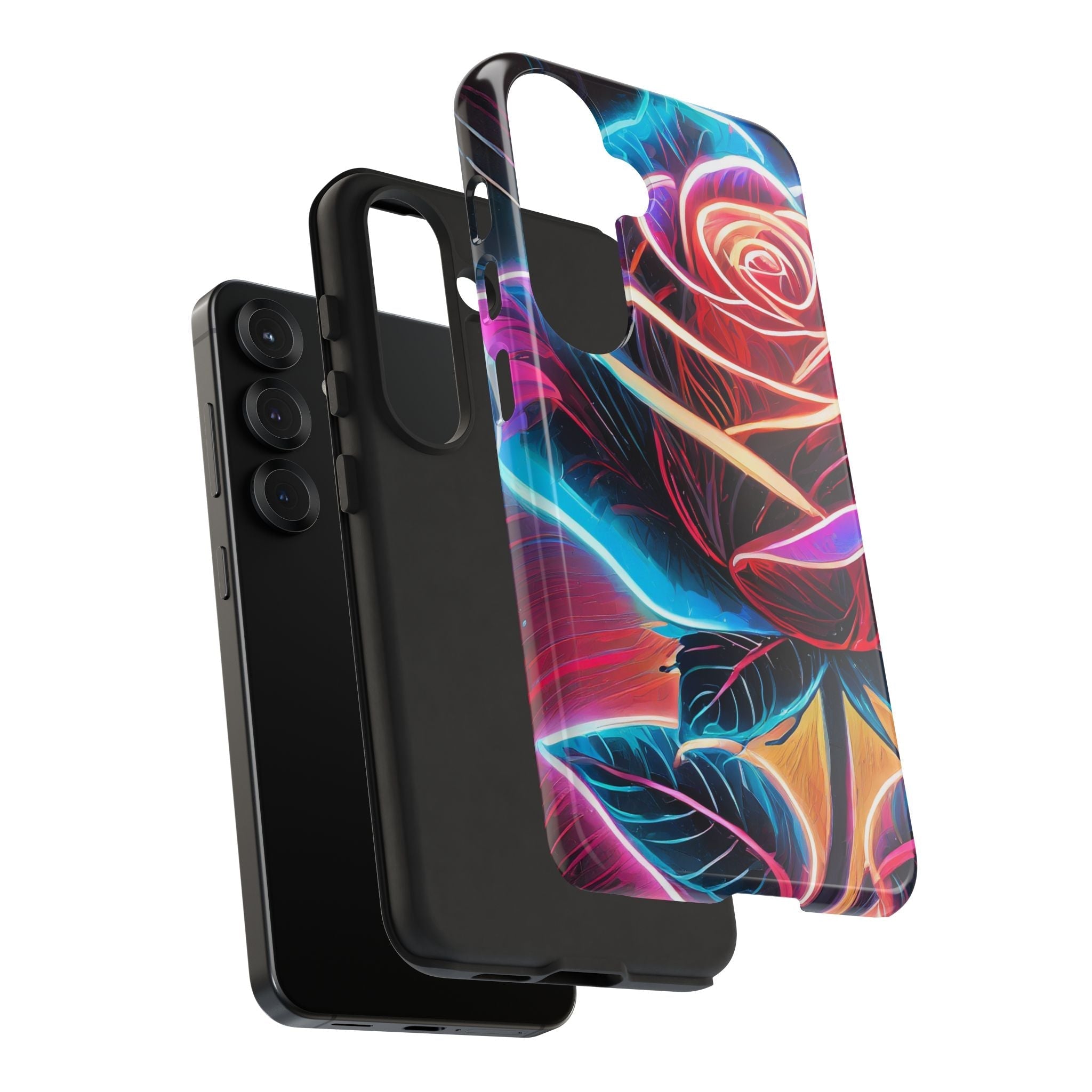 Artistic Neon Rose Tough Phone Case