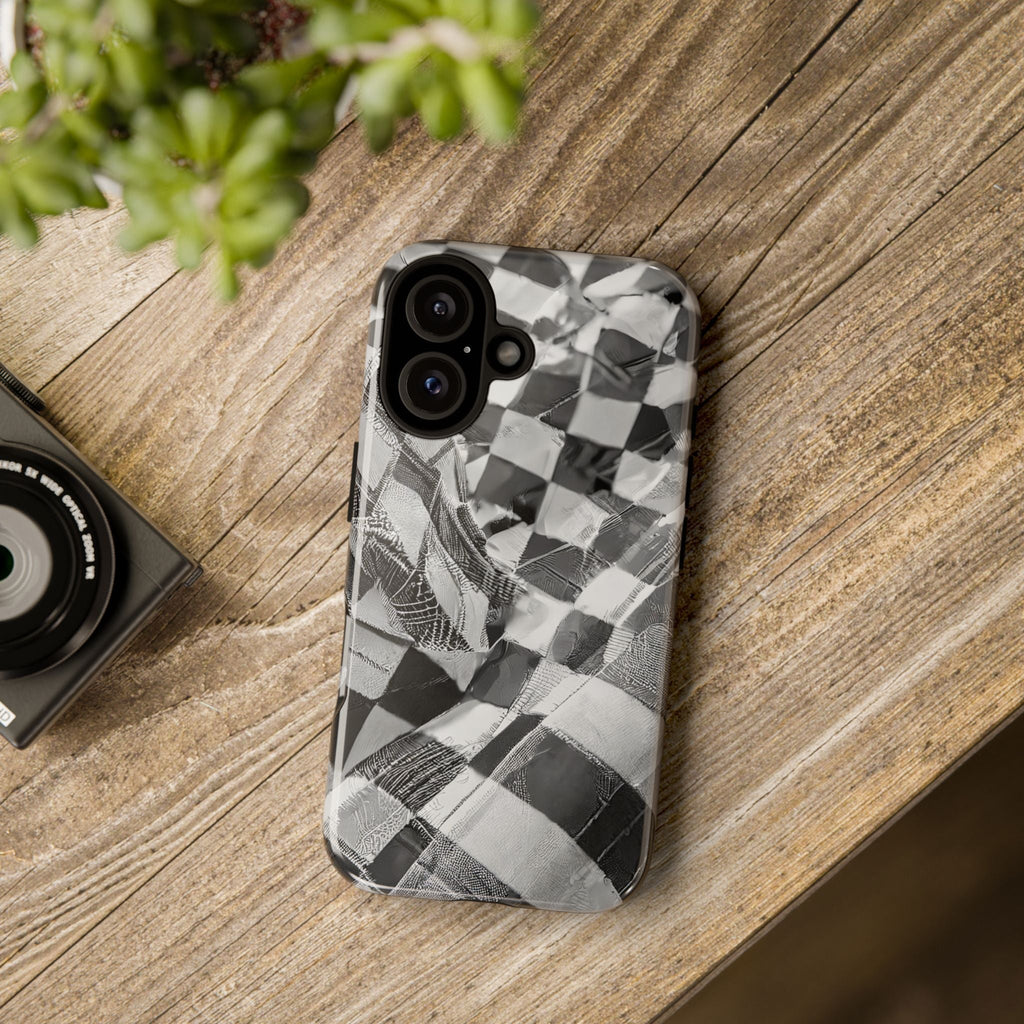 Abstract Checker Print Tough Phone Case