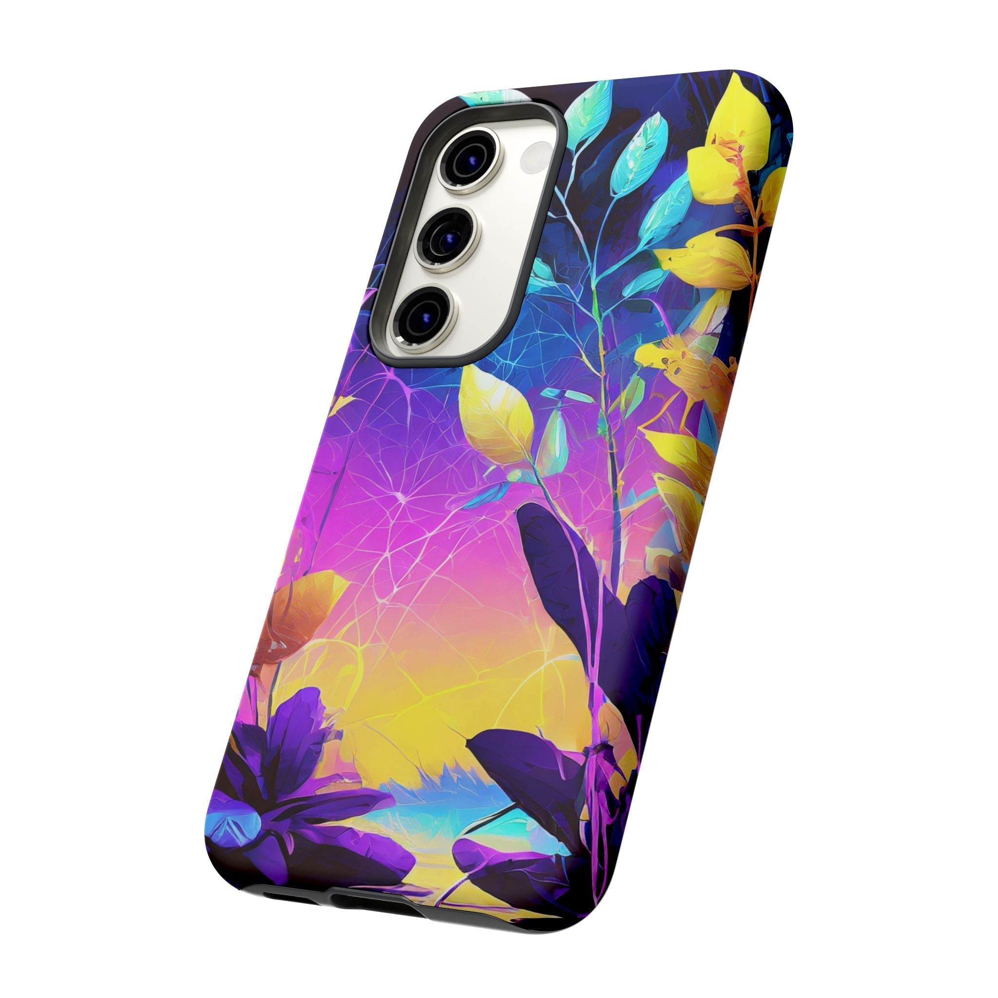 Artistic Vibrant Neon Floral Leaf Tough Phone Case